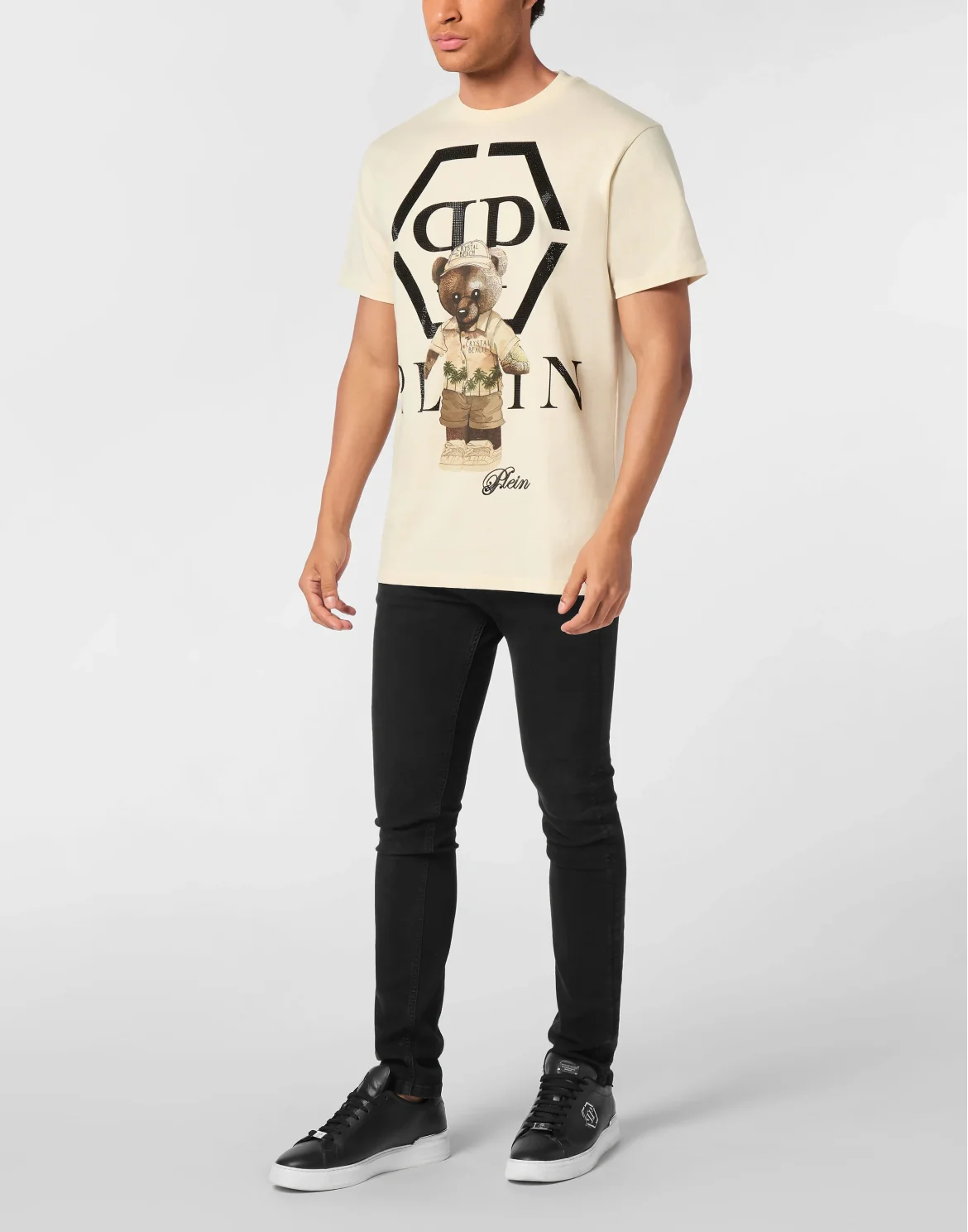 Round Neck T-Shirt Crystal Teddy Bear, цвет: Бежевый