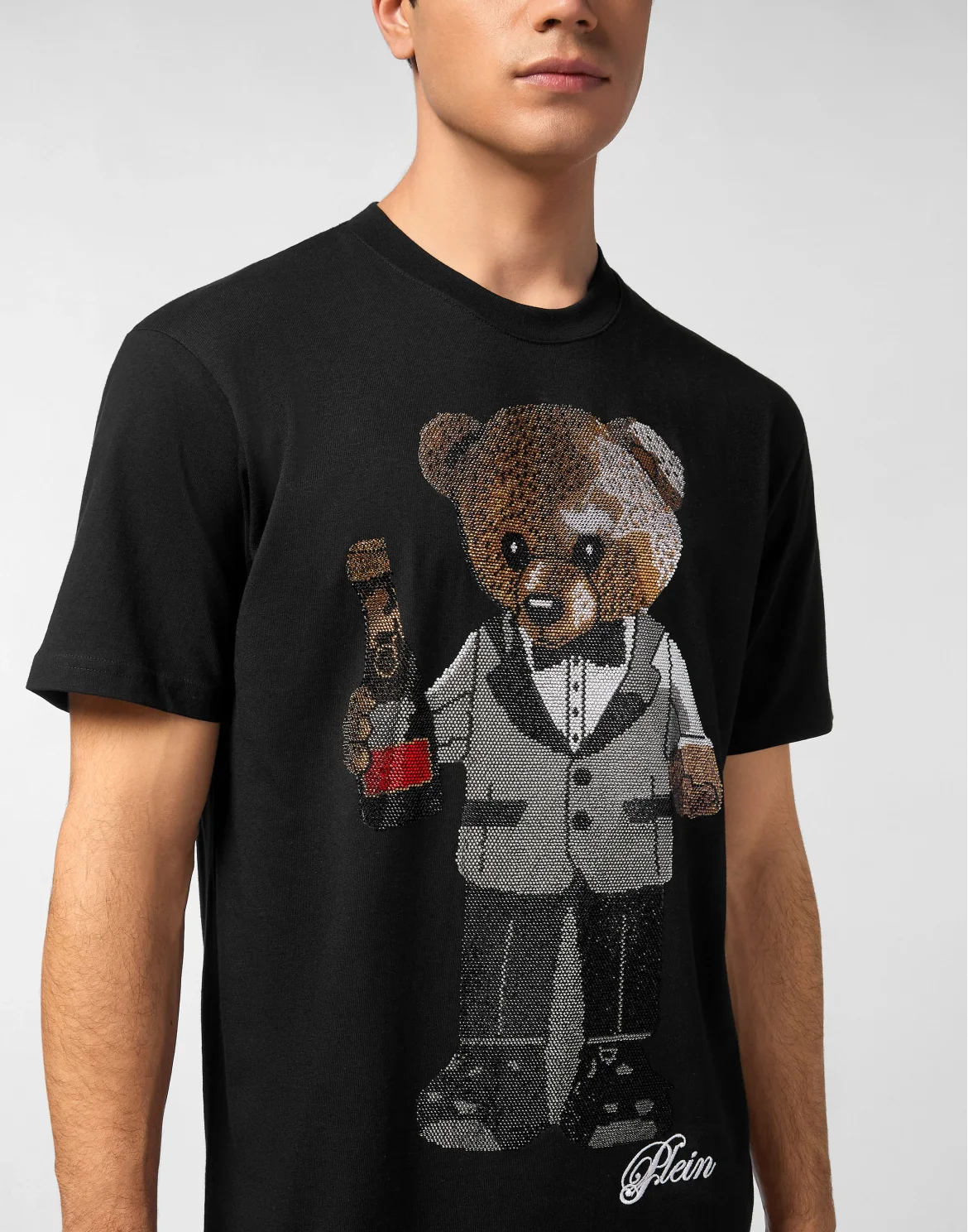 Round Neck T-Shirt Teddy Bear, цвет: Черный