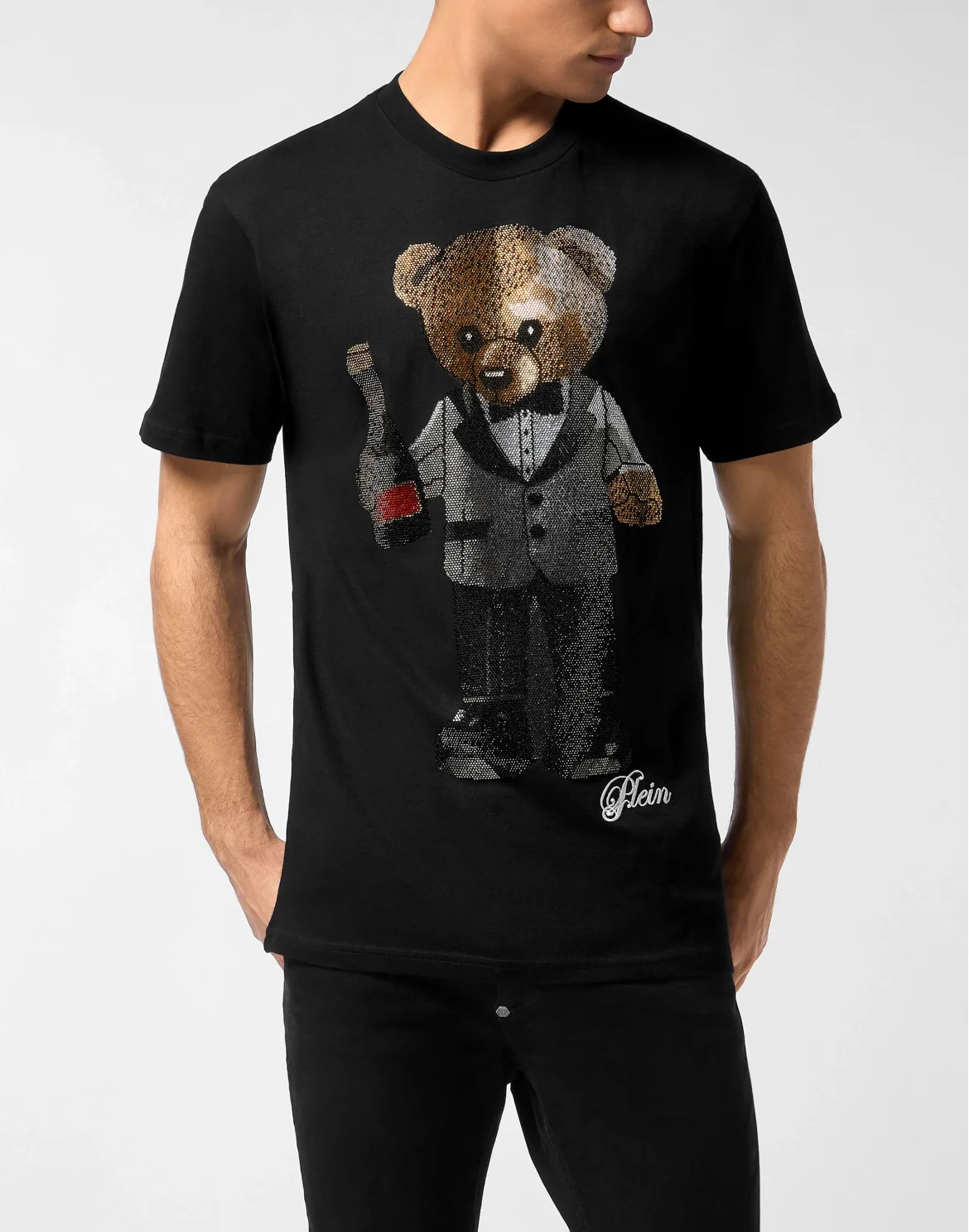 Round Neck T-Shirt Teddy Bear, цвет: Черный