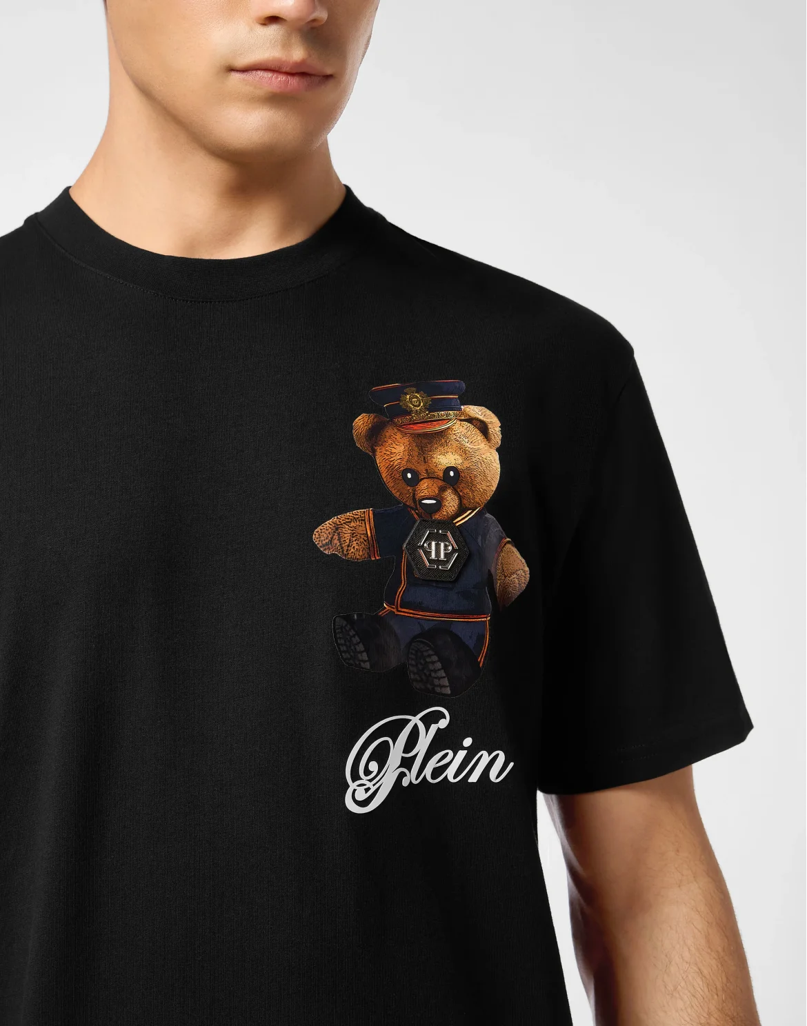 Round Neck T-Shirt Teddy Bear, цвет: Черный