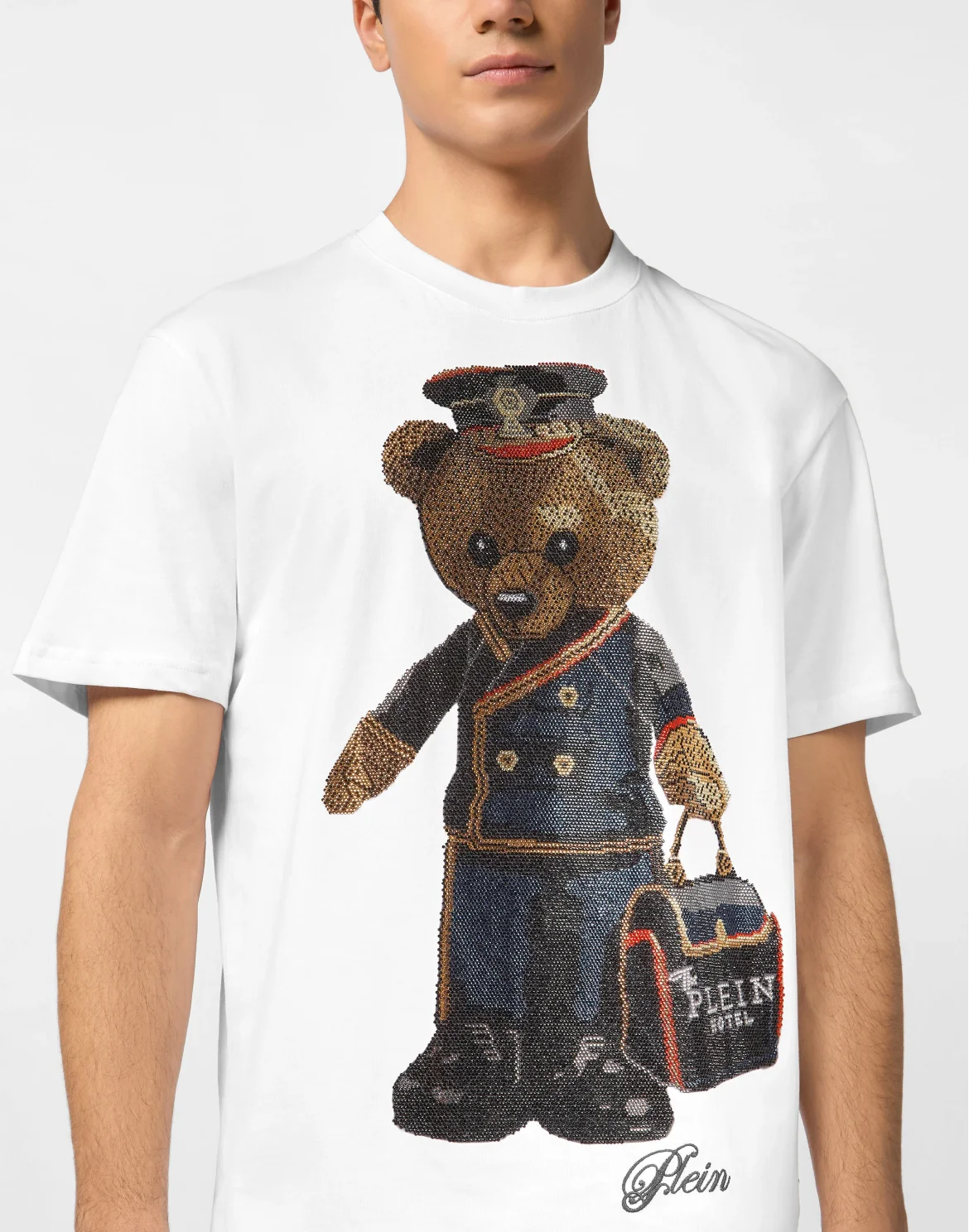 Round Neck T-Shirt Full Of Stones Teddy Bear, цвет: Белый