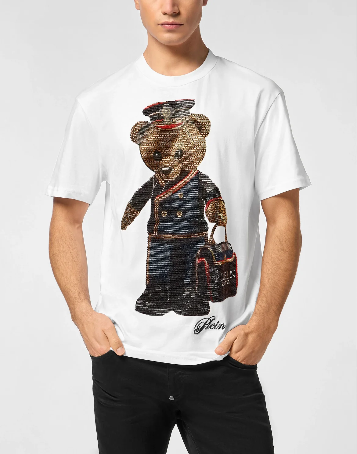 Round Neck T-Shirt Full Of Stones Teddy Bear, цвет: Белый