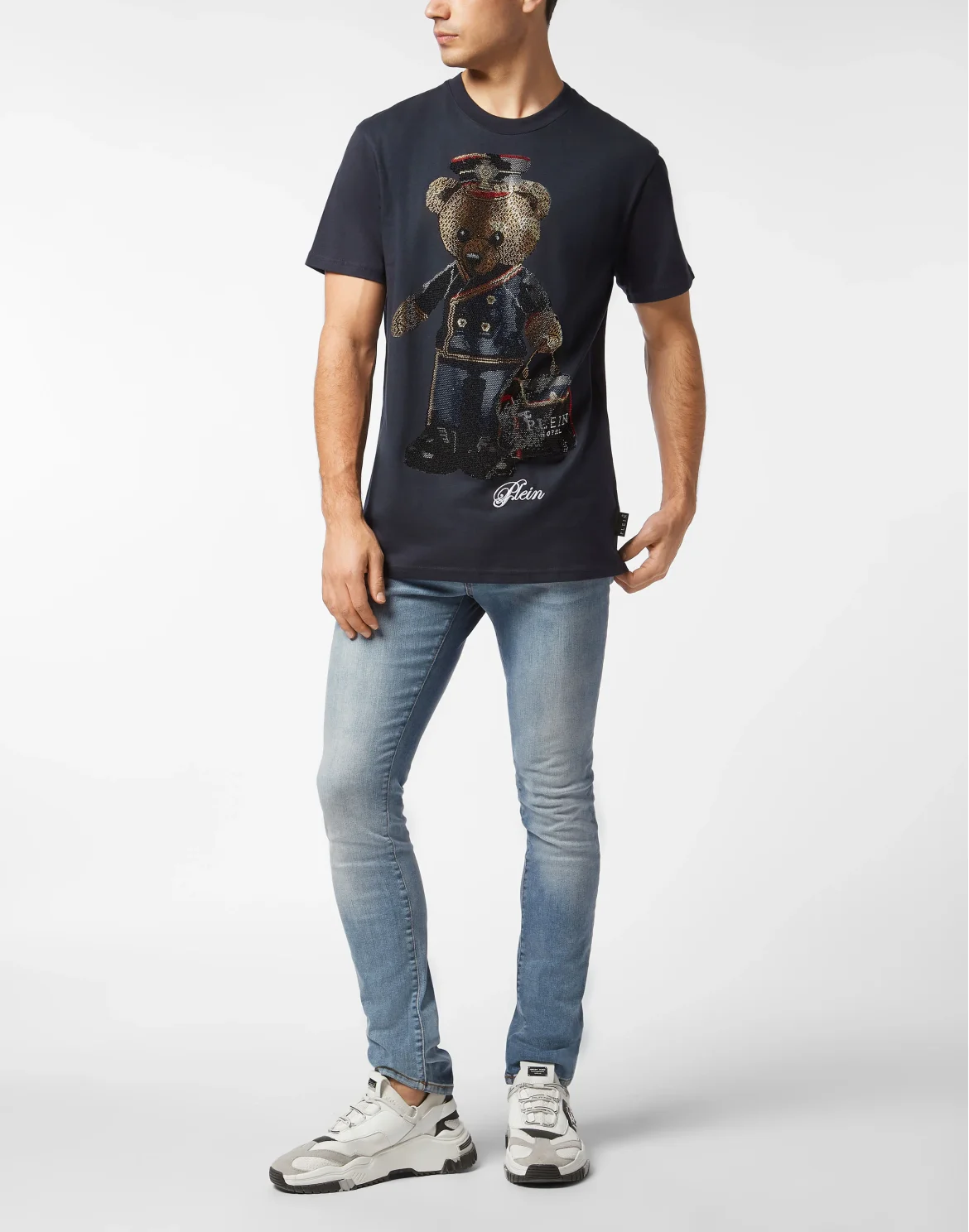 Round Neck T-Shirt Full Of Stones Teddy Bear, цвет: Синий