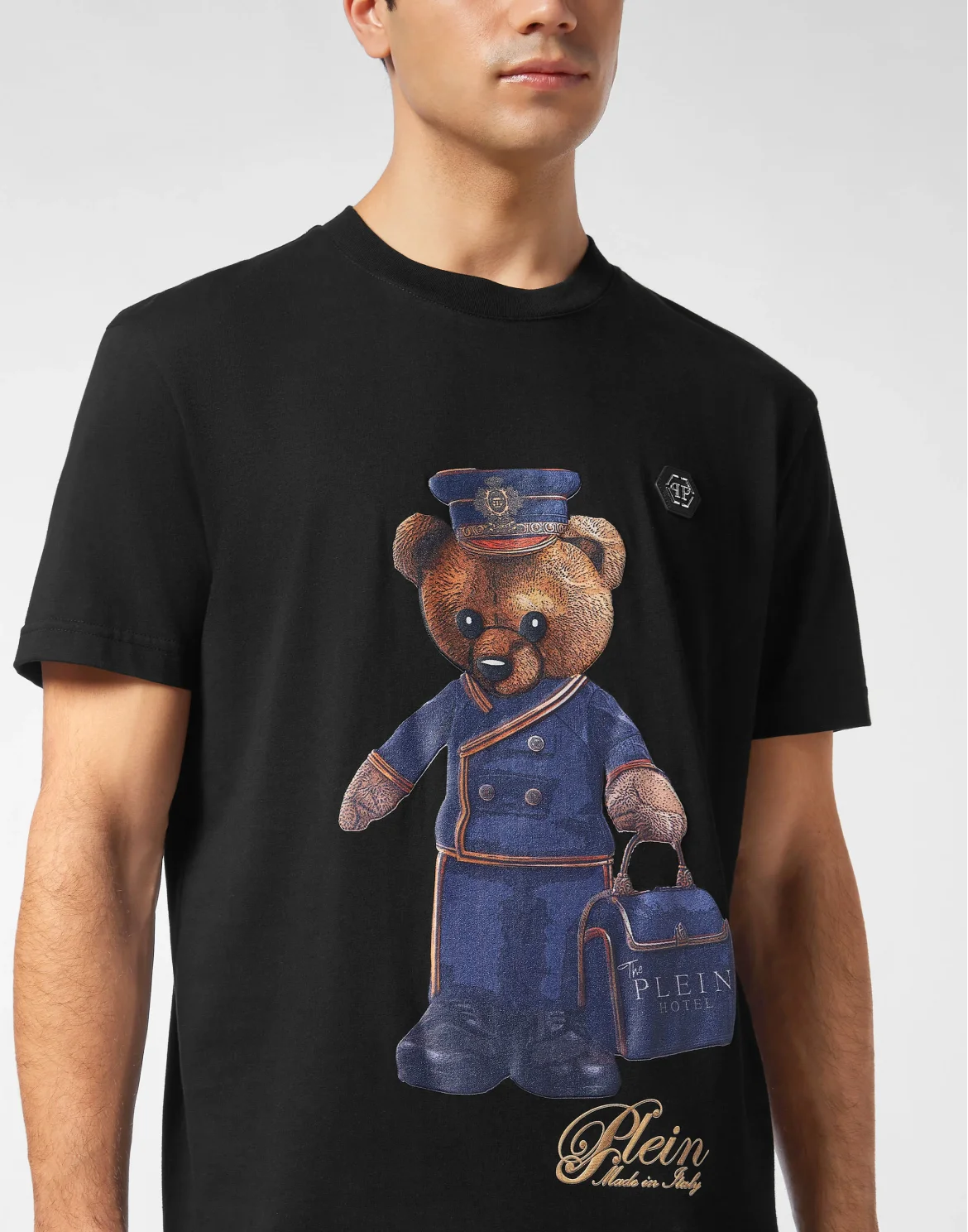 Round Neck T-Shirt Teddy Doorman, цвет: Черный