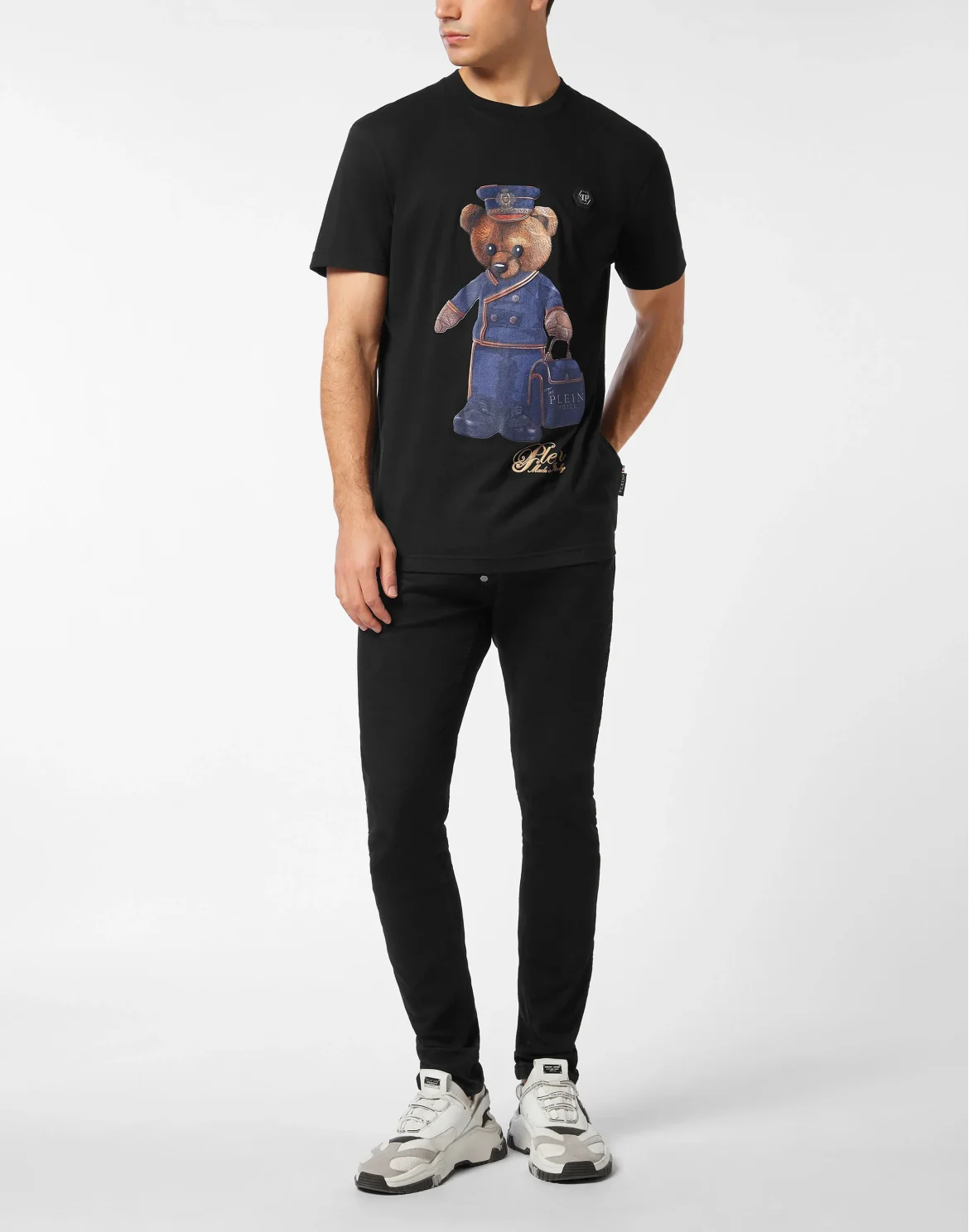 Round Neck T-Shirt Teddy Doorman, цвет: Черный