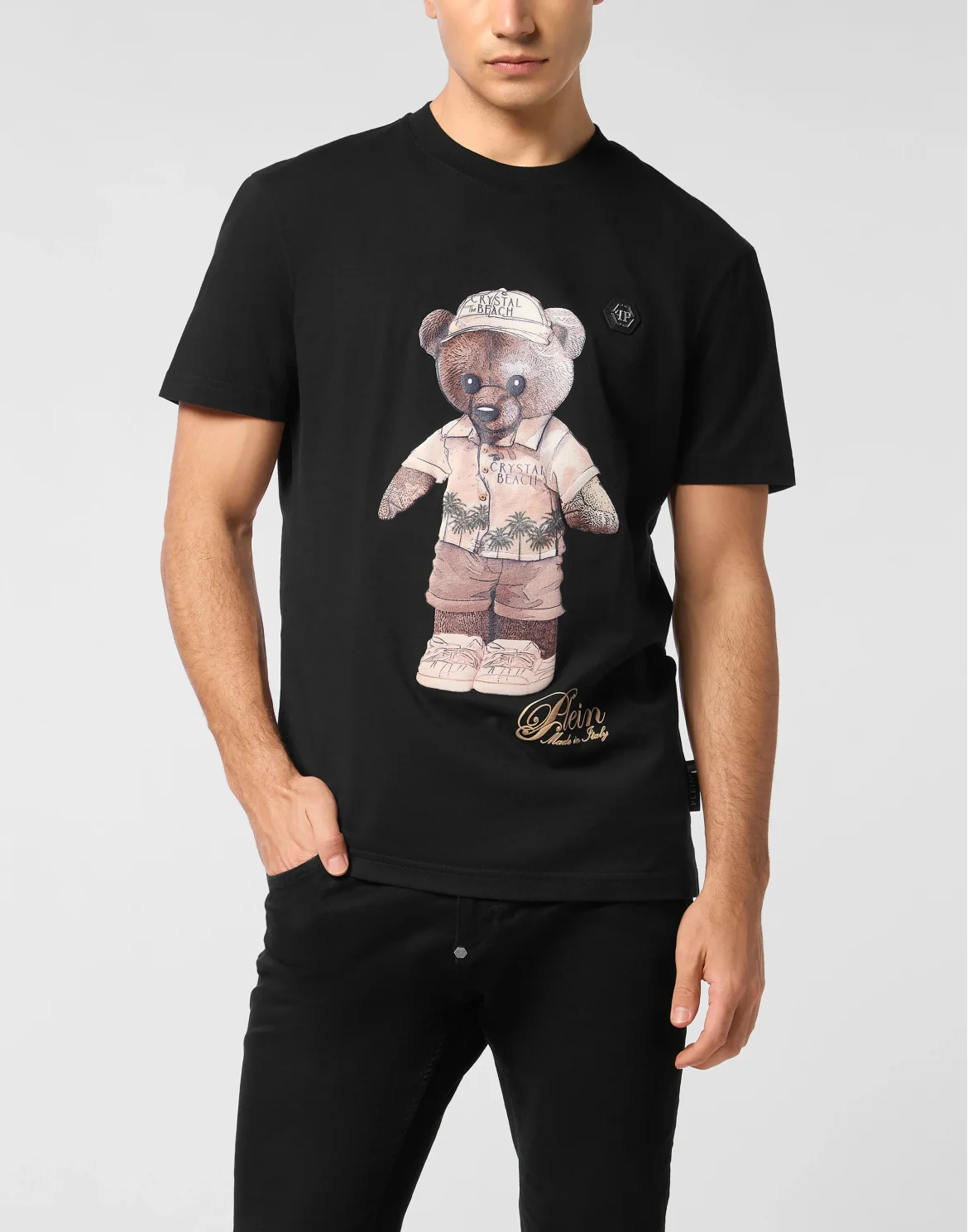 Round Neck T-Shirt Teddy Beach, цвет: Черный