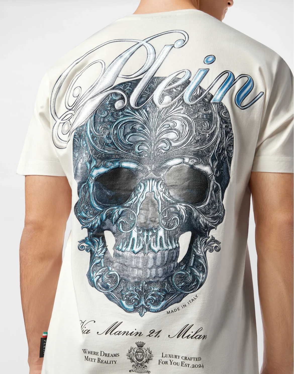 Round Neck T-Shirt Gradient Skull, цвет: Бежевый
