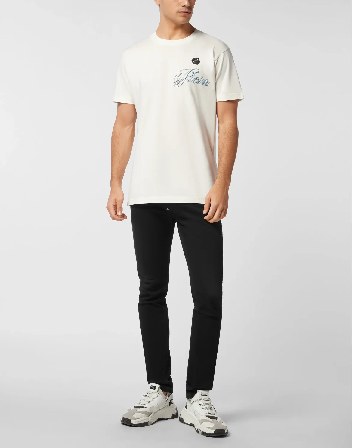 Round Neck T-Shirt Gradient Skull, цвет: Бежевый