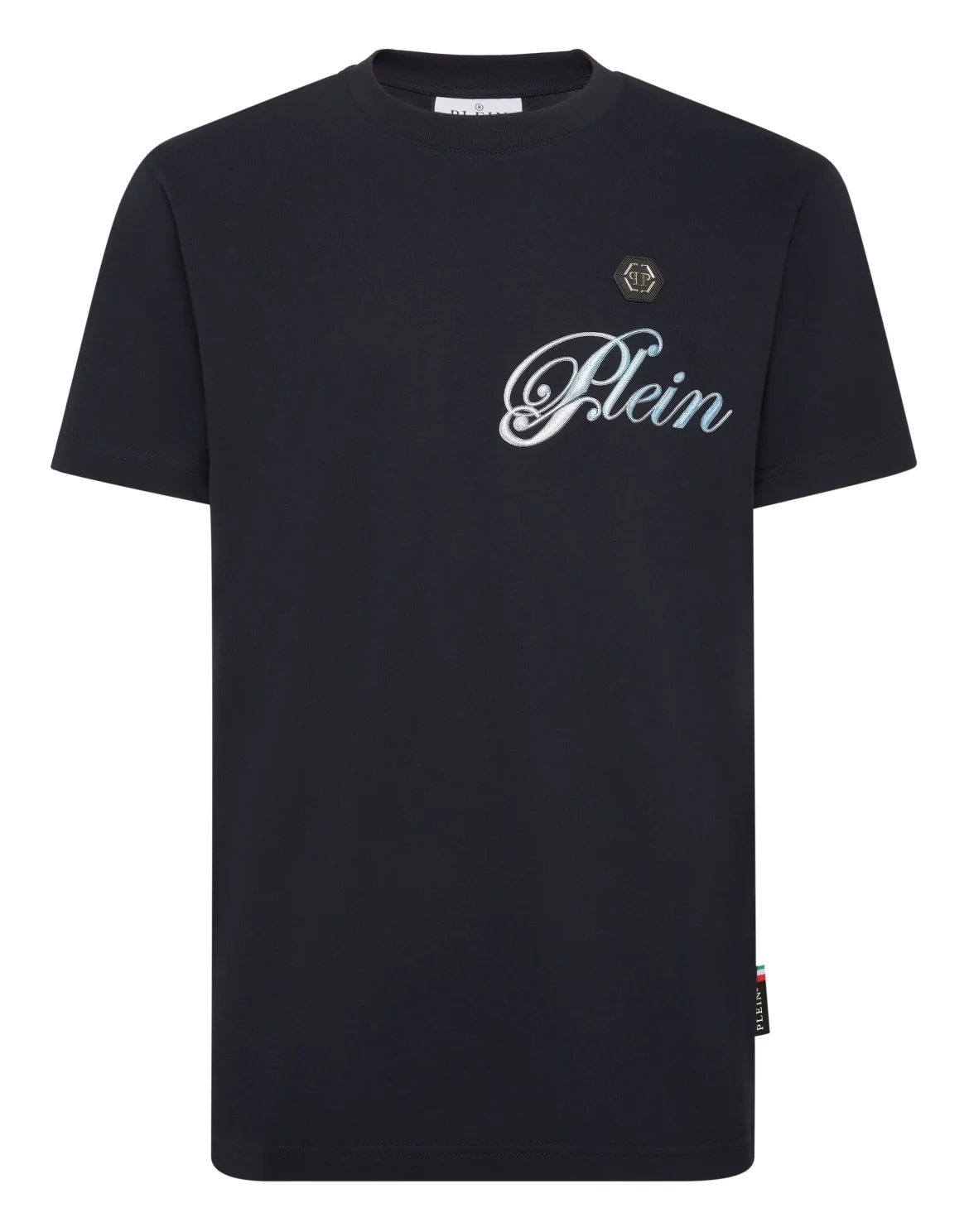 Round Neck T-Shirt Gradient Skull, цвет: Синий