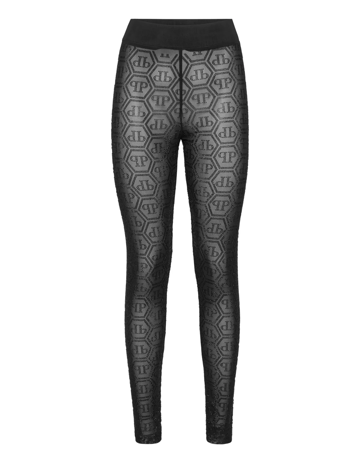 Tulle Leggings Monogram Strass, цвет: Черный