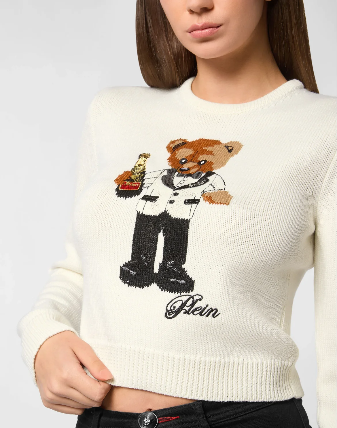 Cropped Round Neck Pullover Teddy Waiter, цвет: Бежевый