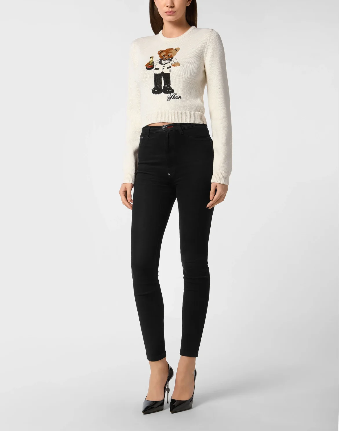 Cropped Round Neck Pullover Teddy Waiter, цвет: Бежевый