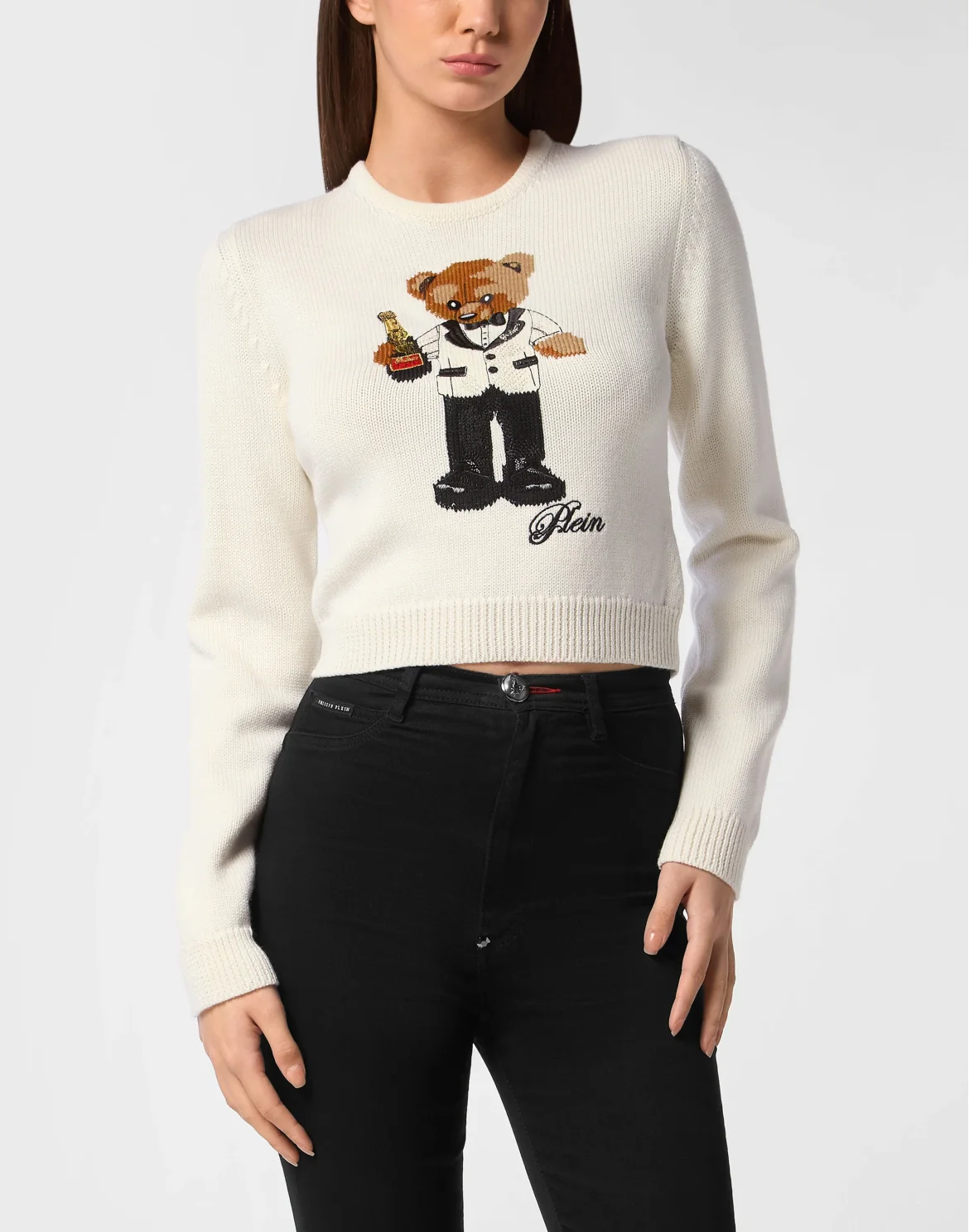 Cropped Round Neck Pullover Teddy Waiter, цвет: Бежевый