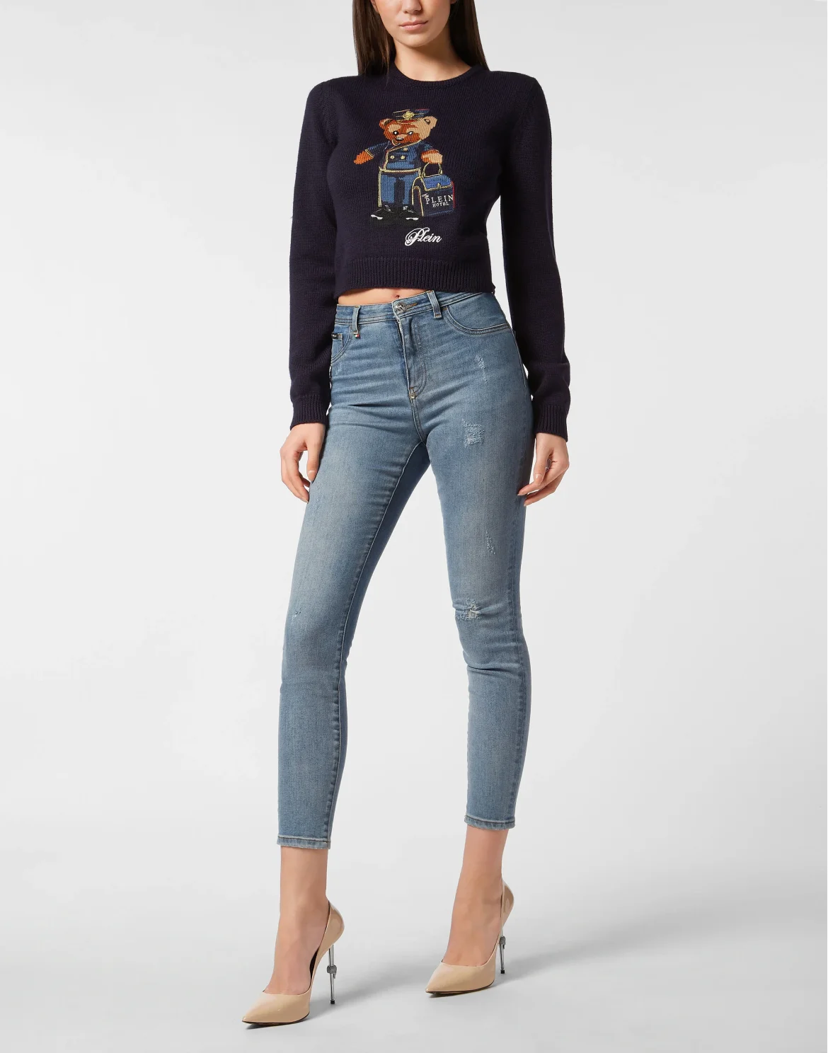 Cropped Round Neck Pullover Teddy Doorman, цвет: Синий