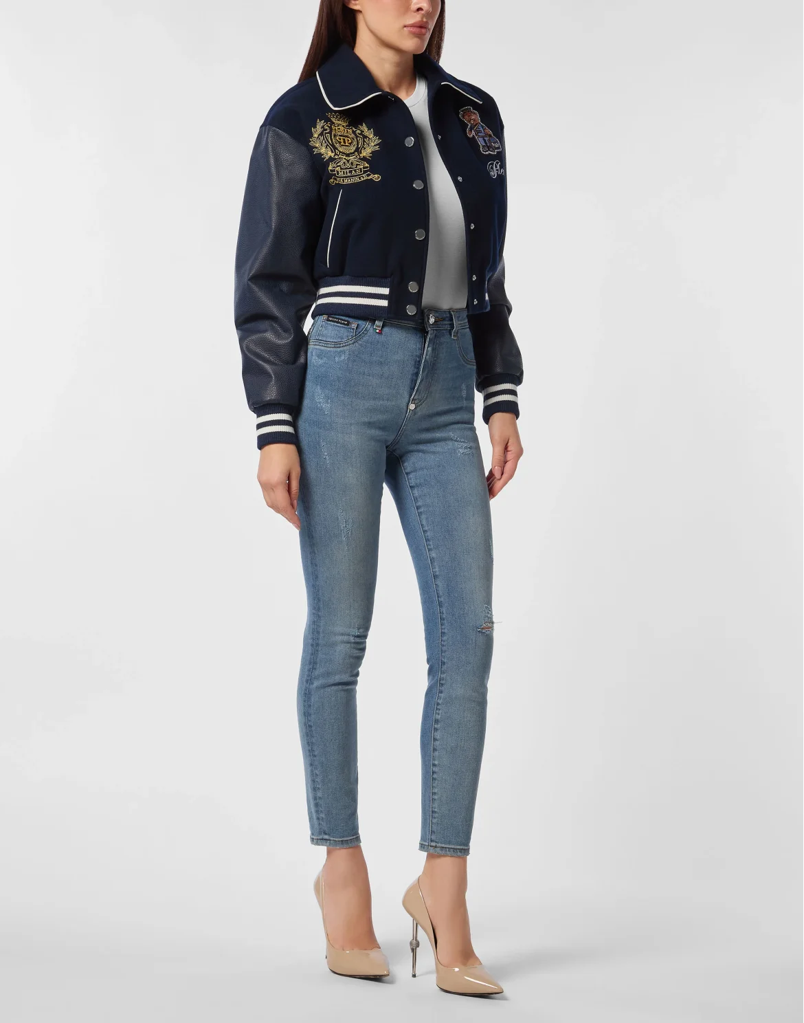 Wool and Leather College Bomber Teddy, цвет: Синий