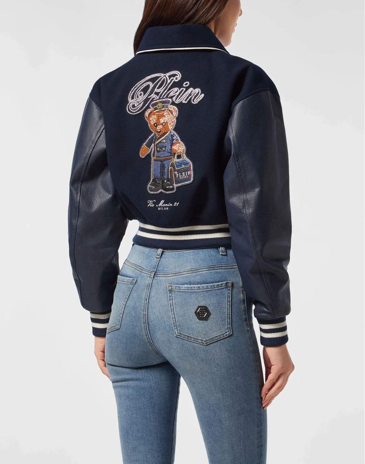 Wool and Leather College Bomber Teddy, цвет: Синий