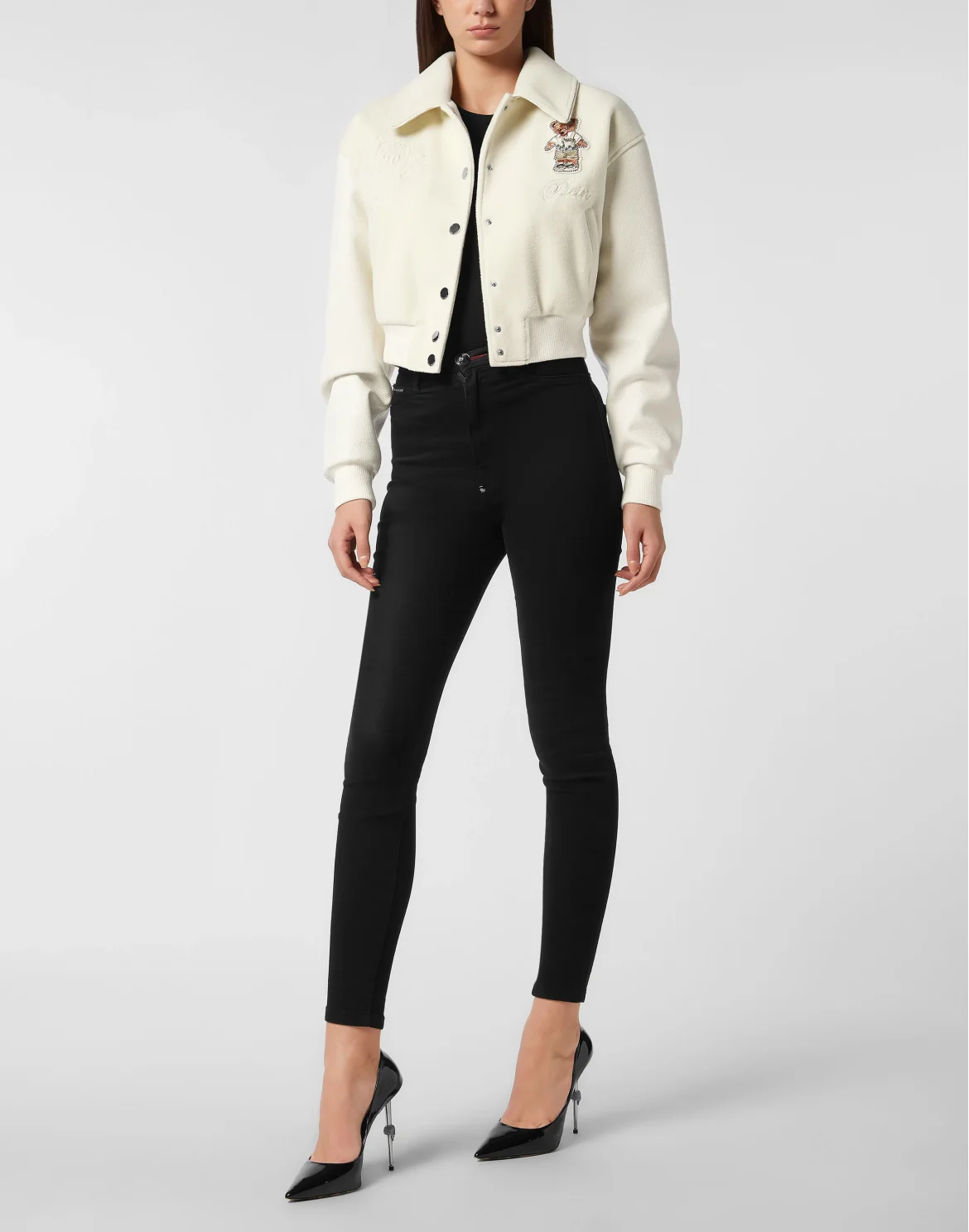Wool and Leather College Bomber Teddy, цвет: Бежевый
