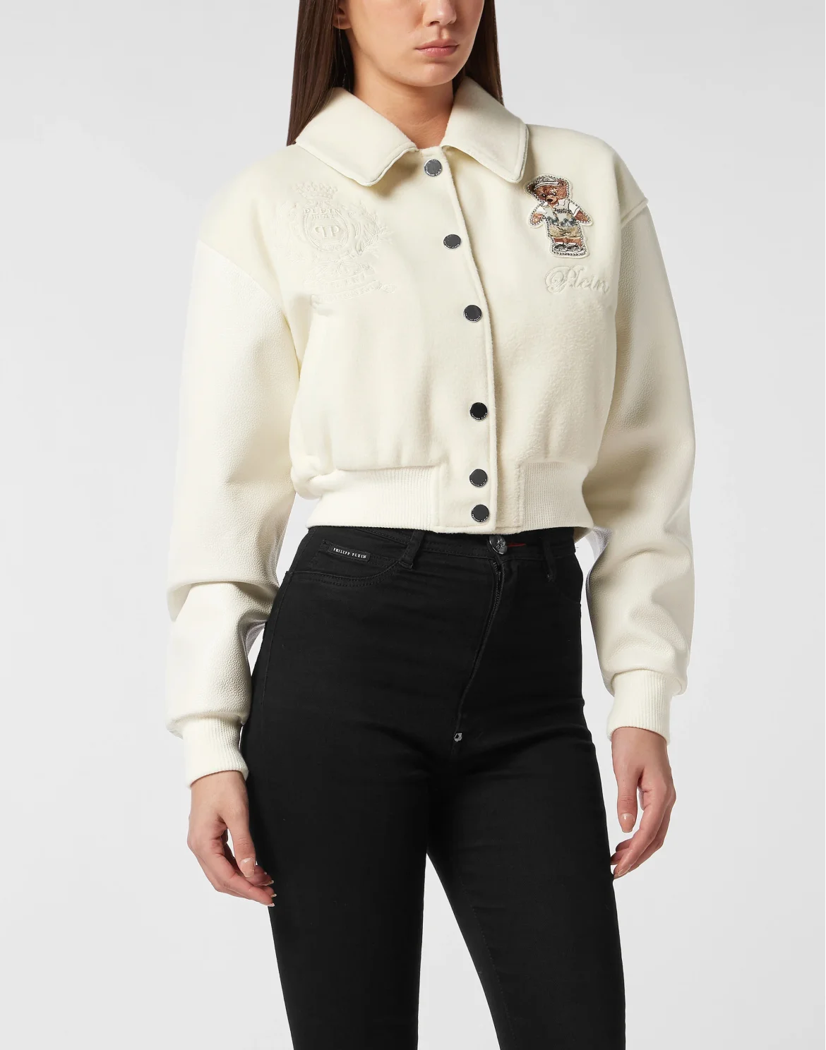 Wool and Leather College Bomber Teddy, цвет: Бежевый