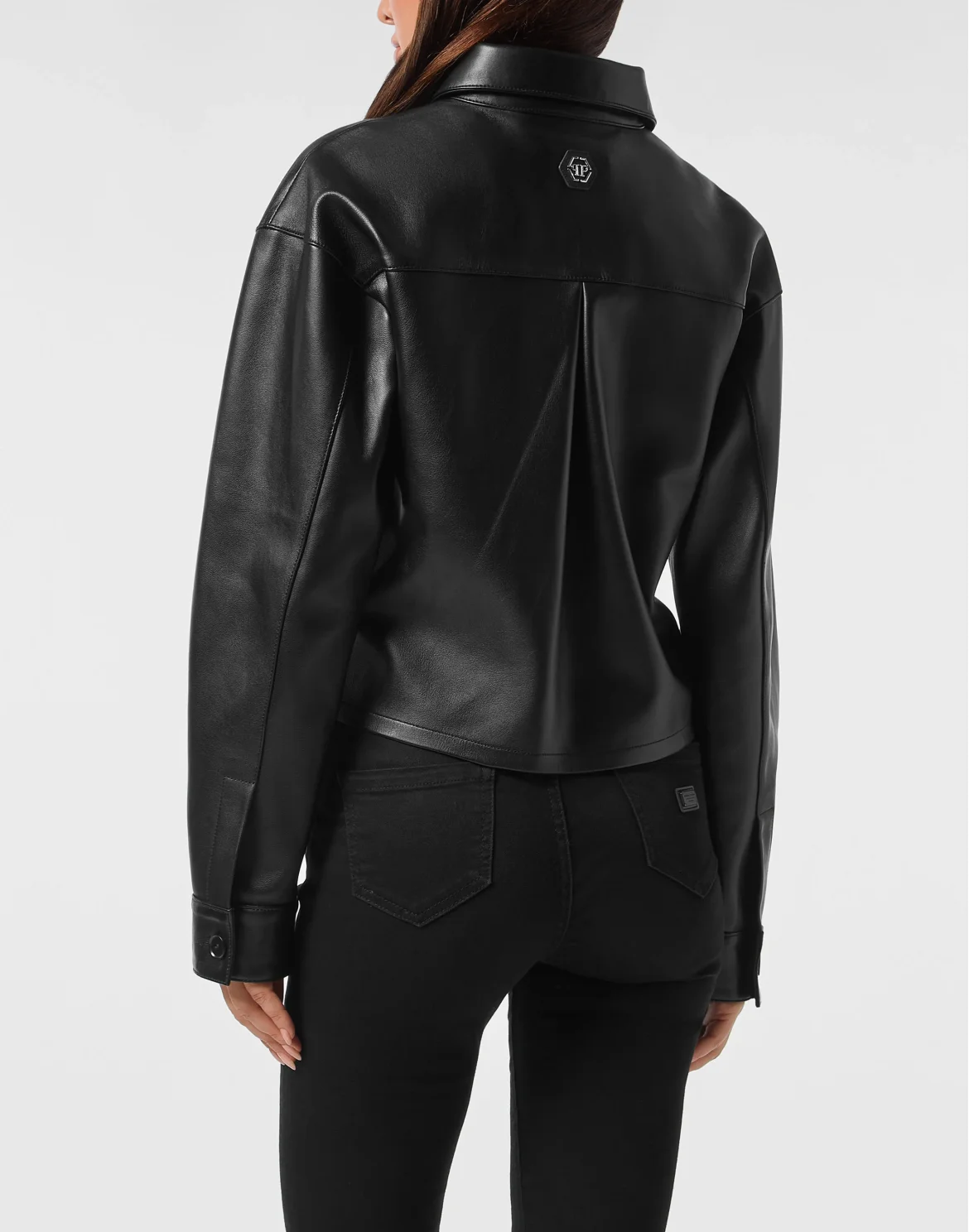 Leather Cropped Shirt Signature, цвет: Черный