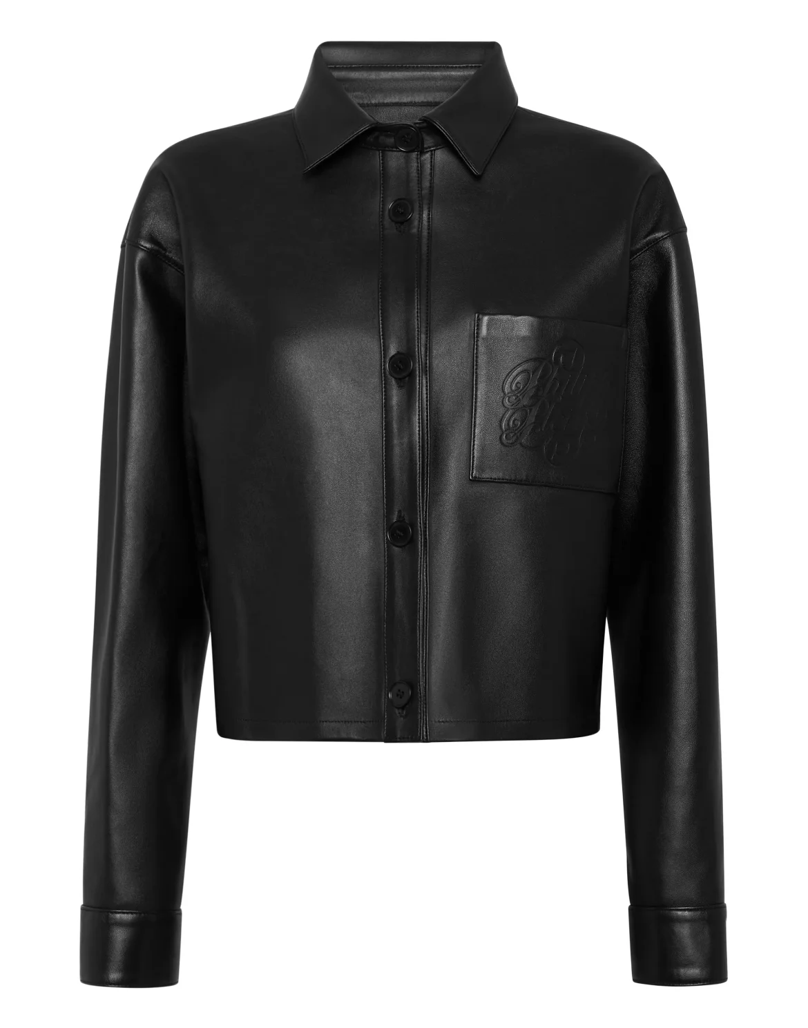 Leather Cropped Shirt Signature, цвет: Черный