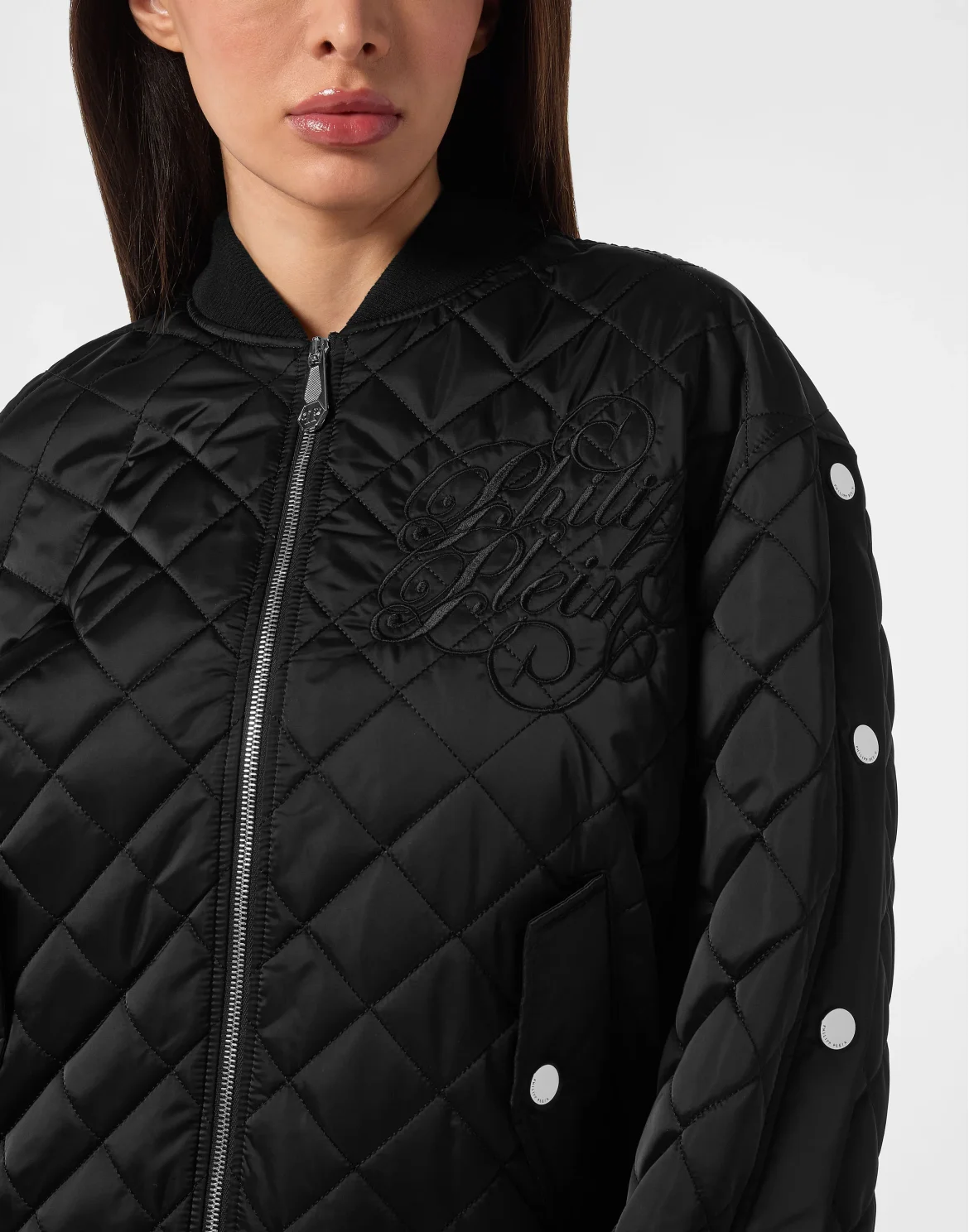 Nylon Oversize Bomber Matelasse Diamond Signature, цвет: Черный