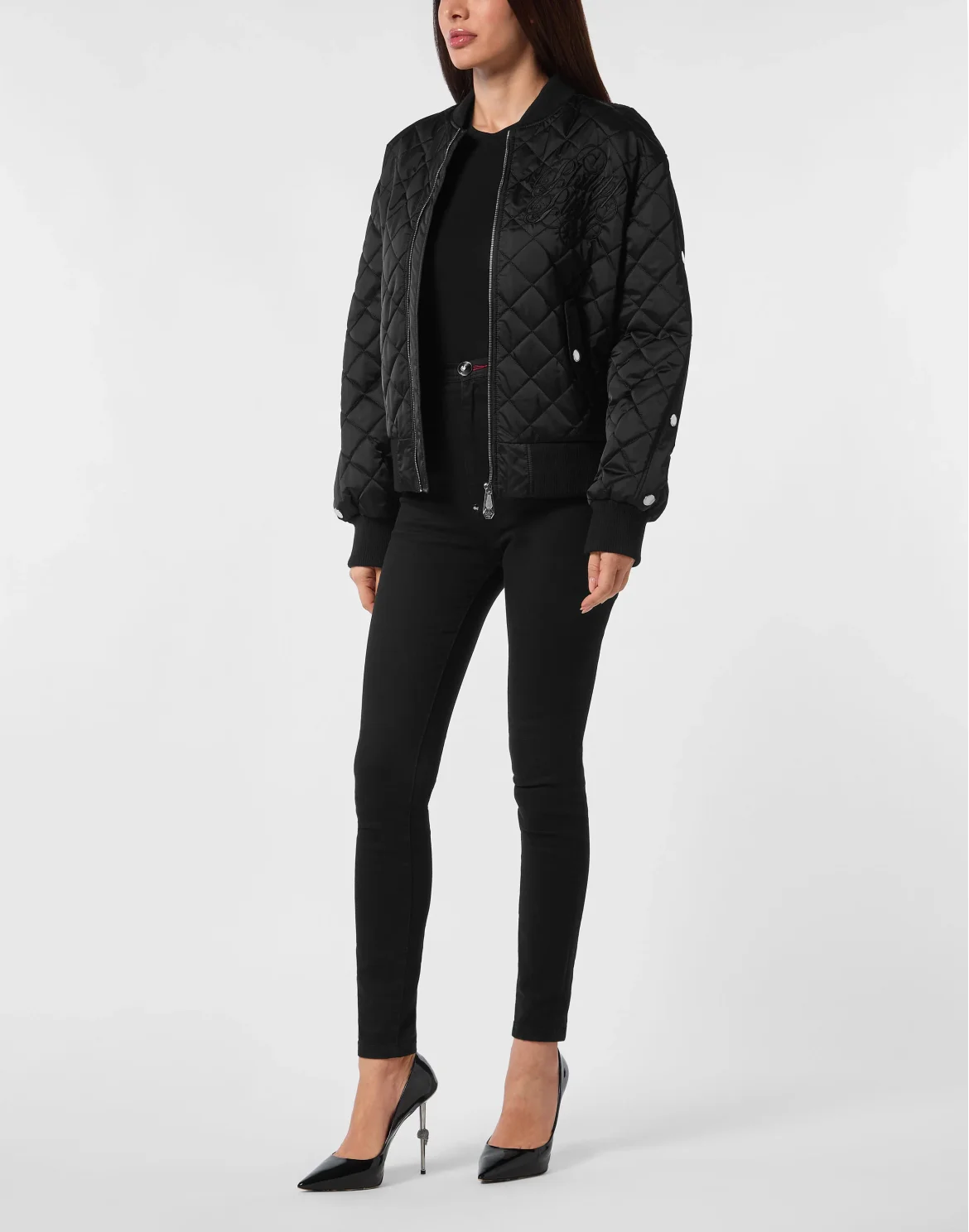 Nylon Oversize Bomber Matelasse Diamond Signature, цвет: Черный