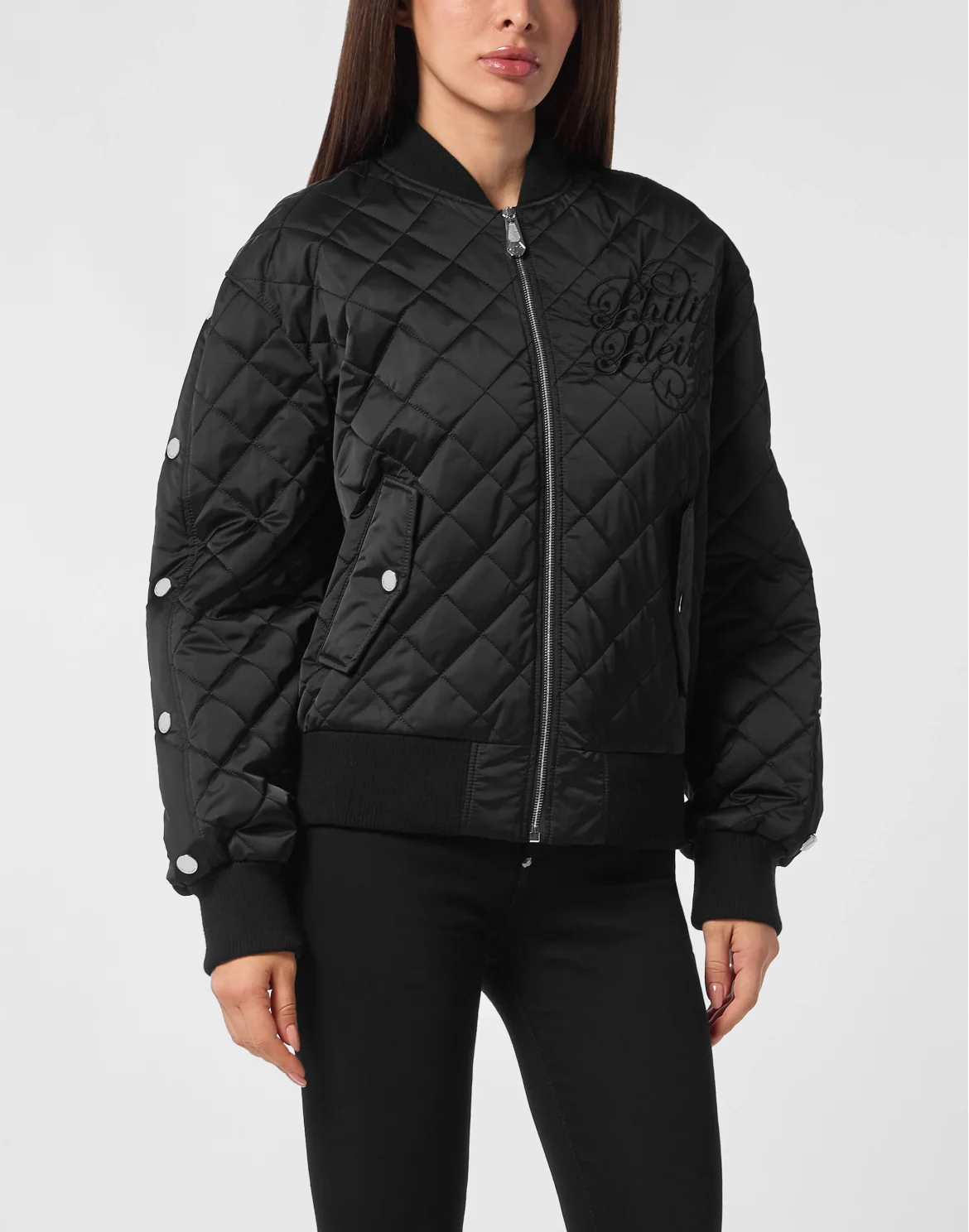 Nylon Oversize Bomber Matelasse Diamond Signature, цвет: Черный