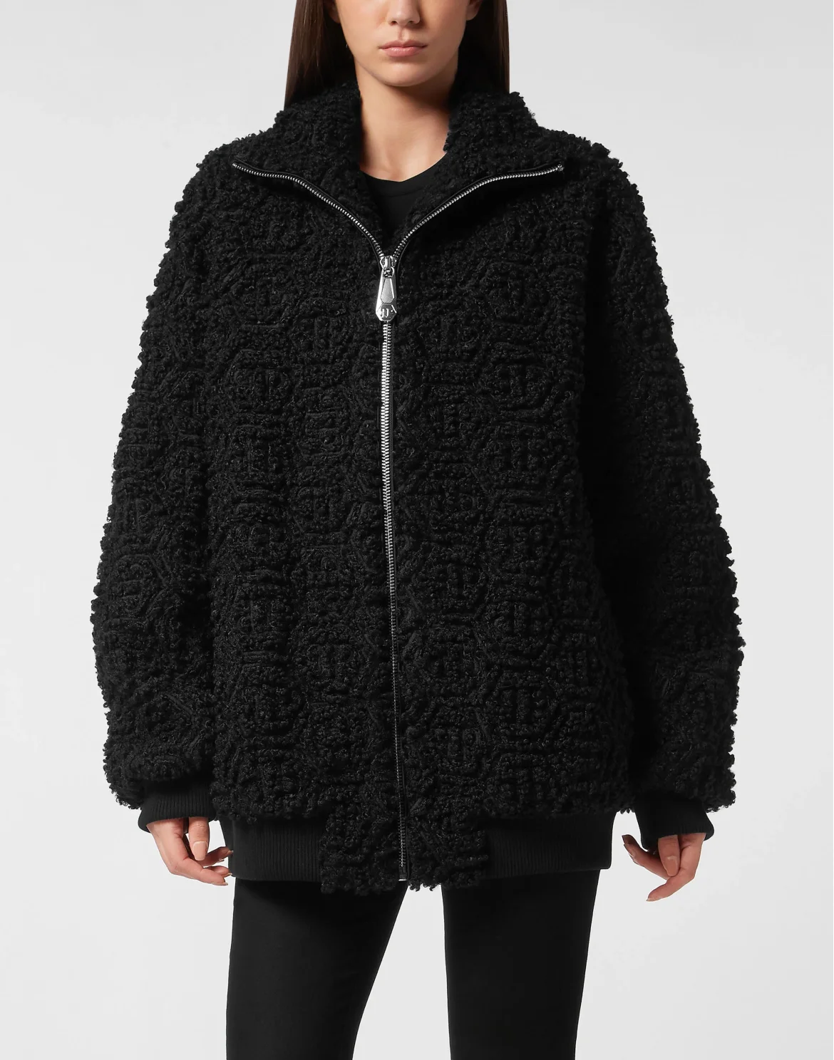 Teddy Maxi Bomber Jacket Monogram, цвет: Черный