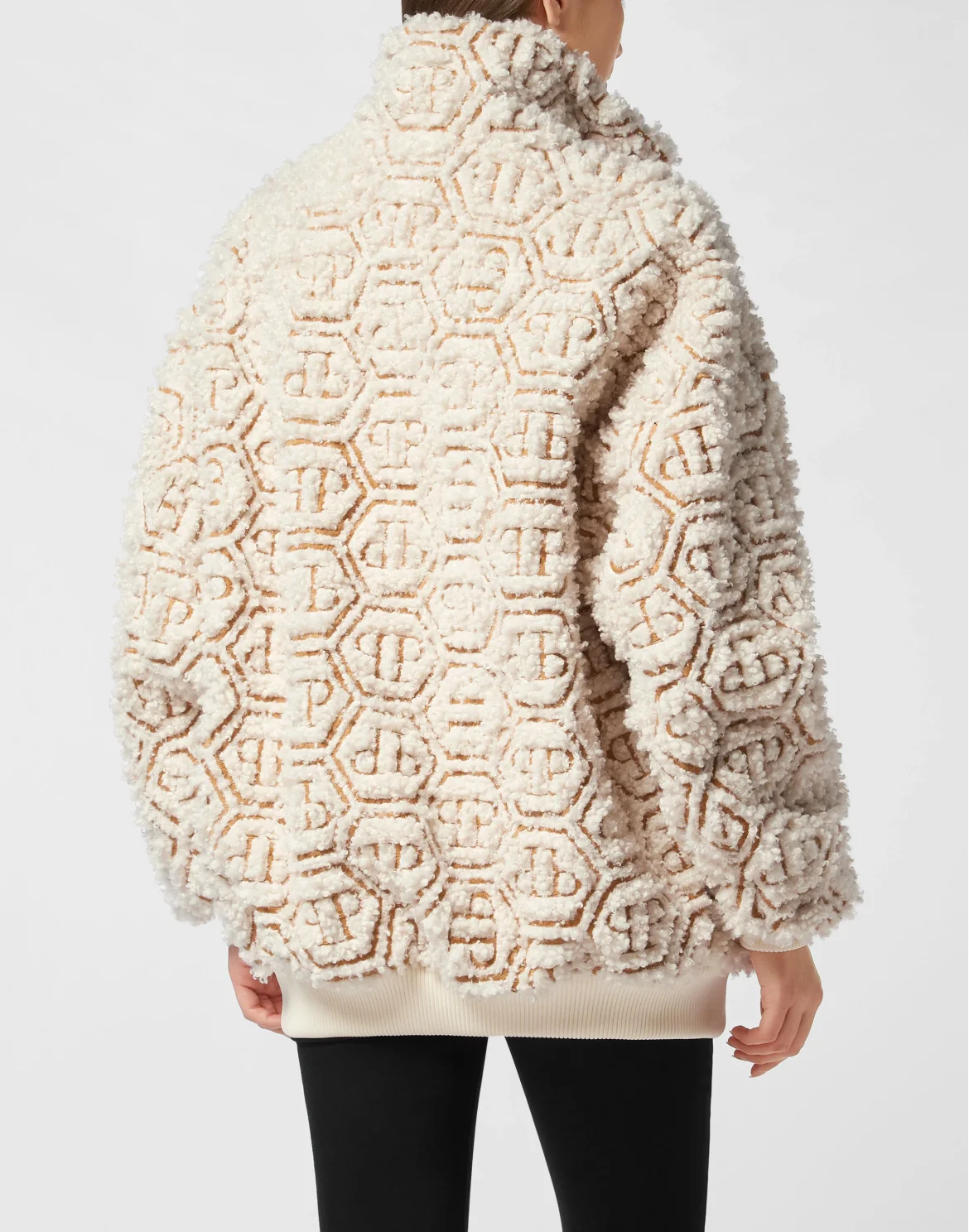 Teddy Maxi Bomber Jacket Monogram, цвет: Бежевый