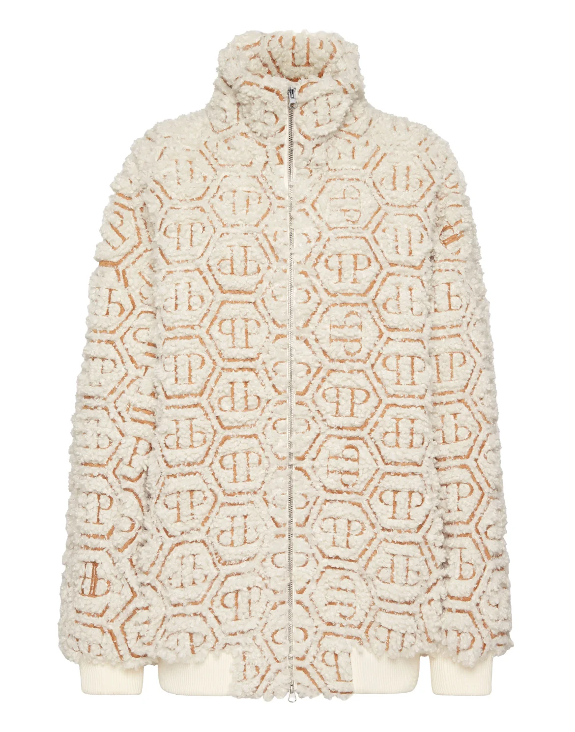Teddy Maxi Bomber Jacket Monogram, цвет: Бежевый