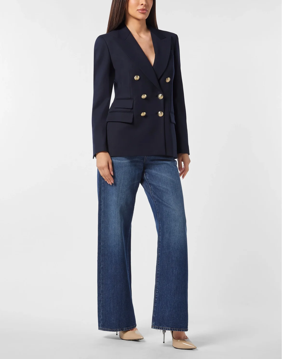 Marine Fit Double-Breasted Blazer Teddy, цвет: Синий