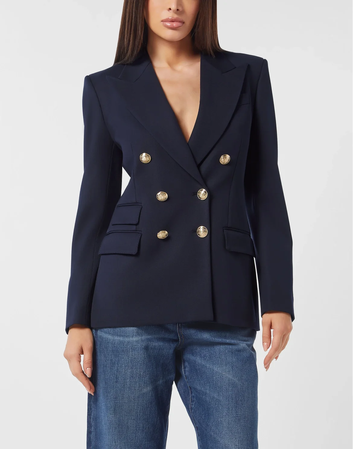 Marine Fit Double-Breasted Blazer Teddy, цвет: Синий