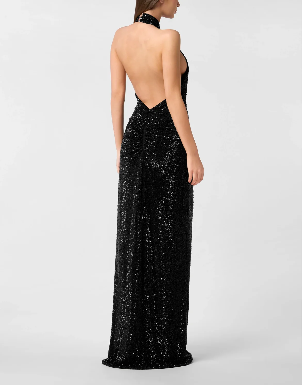 Backless Long Evening Dress Mix Strass, цвет: Черный