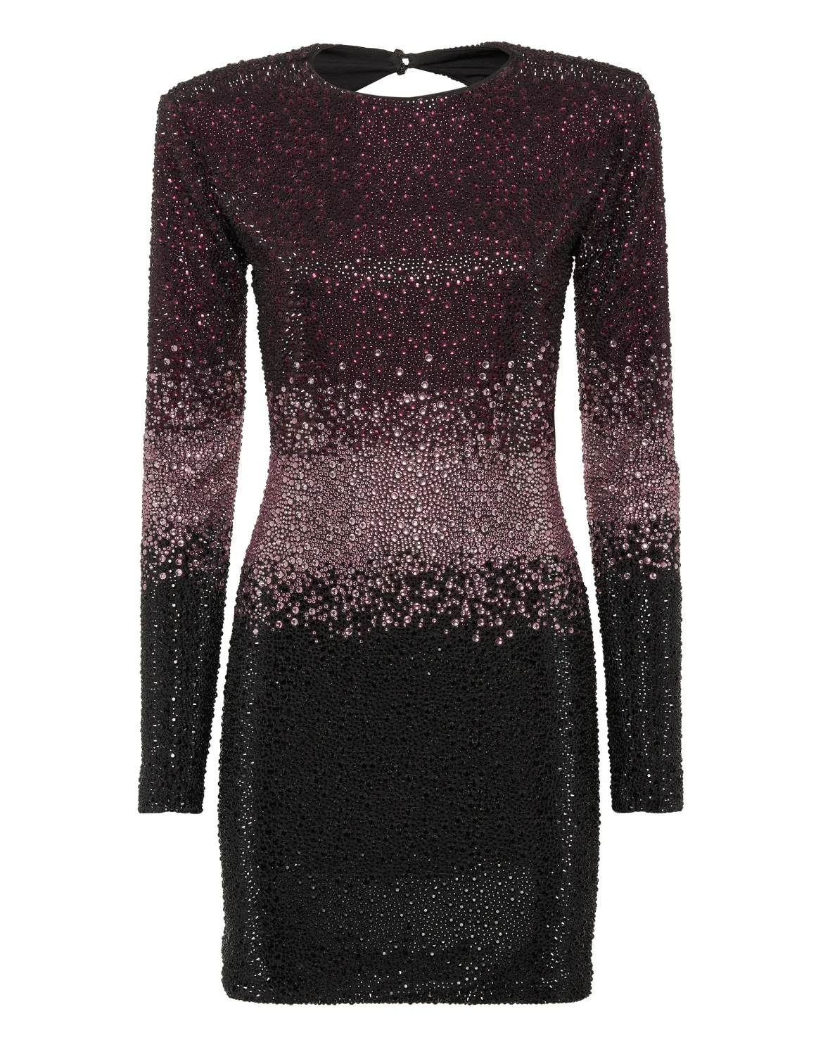 Low-cut Back Long-Sleeved Mini Dress Mix Strass Degrade, цвет: Красный
