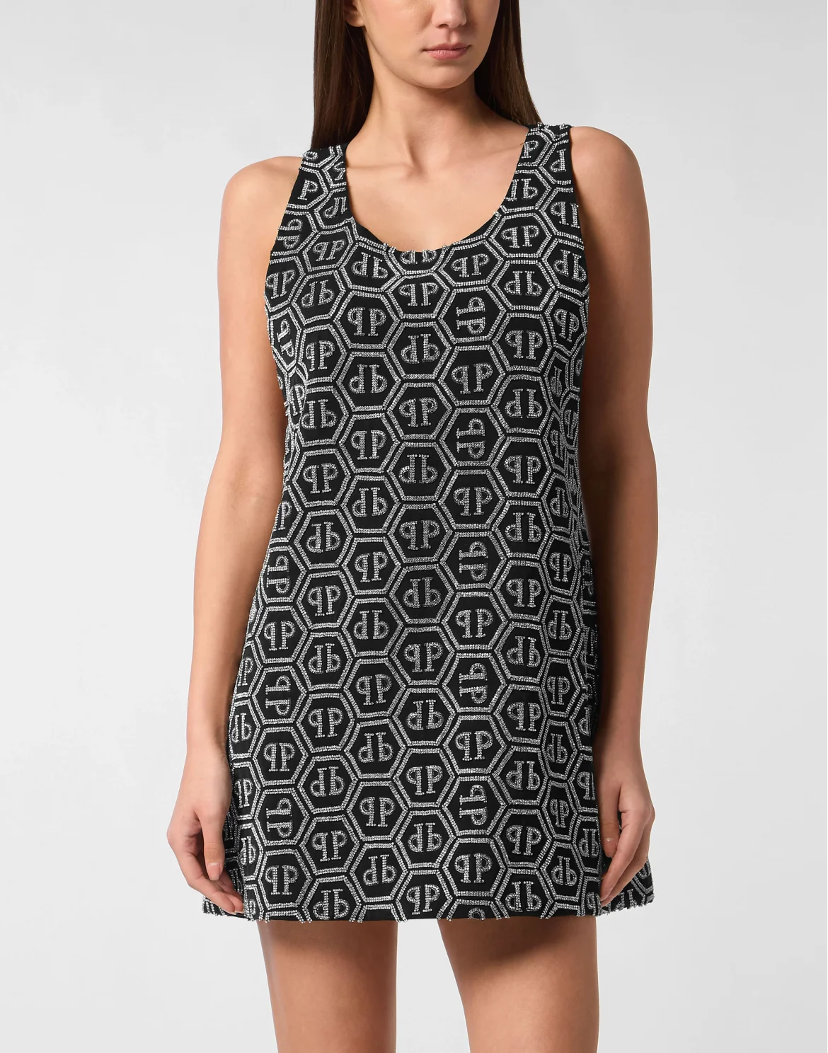 Mini Dress Monogram Strass, цвет: Черный