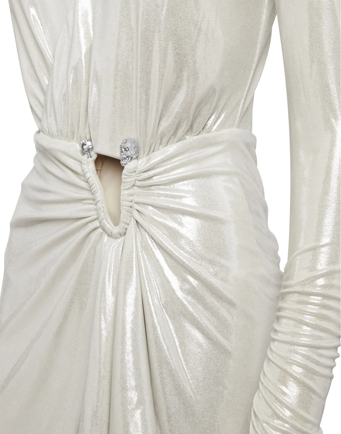 Deep V-Neck Mini Dress Piercing, цвет: Серебристый