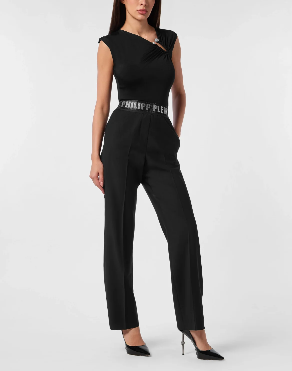Wool Classic Trousers Elastic Band Crystal, цвет: Черный