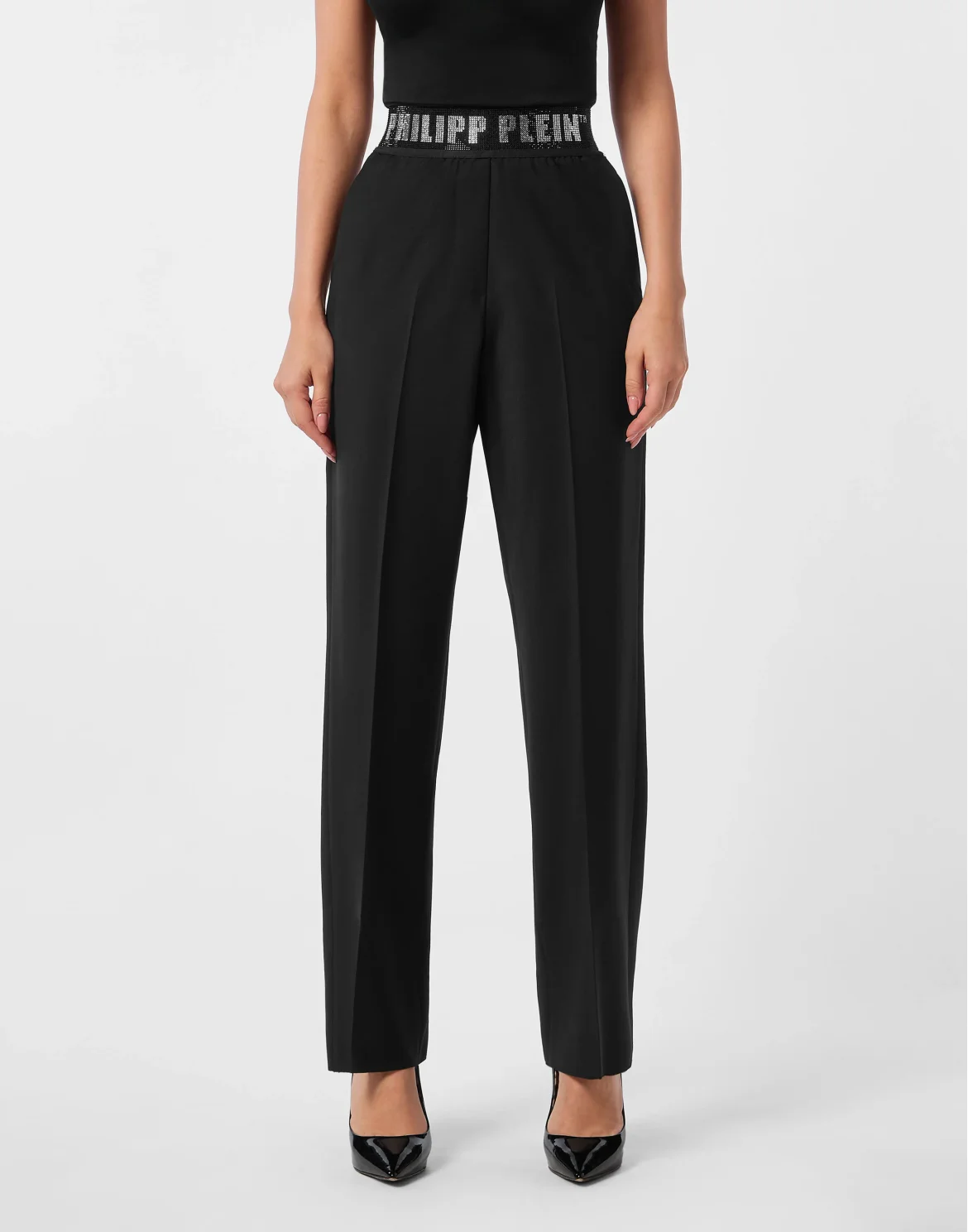 Wool Classic Trousers Elastic Band Crystal, цвет: Черный