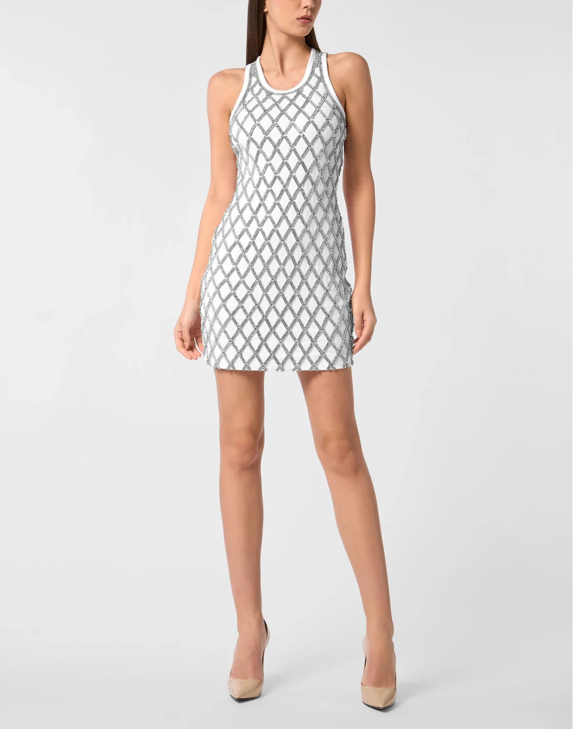 Short Tank Dress Crystal Net, цвет: Белый