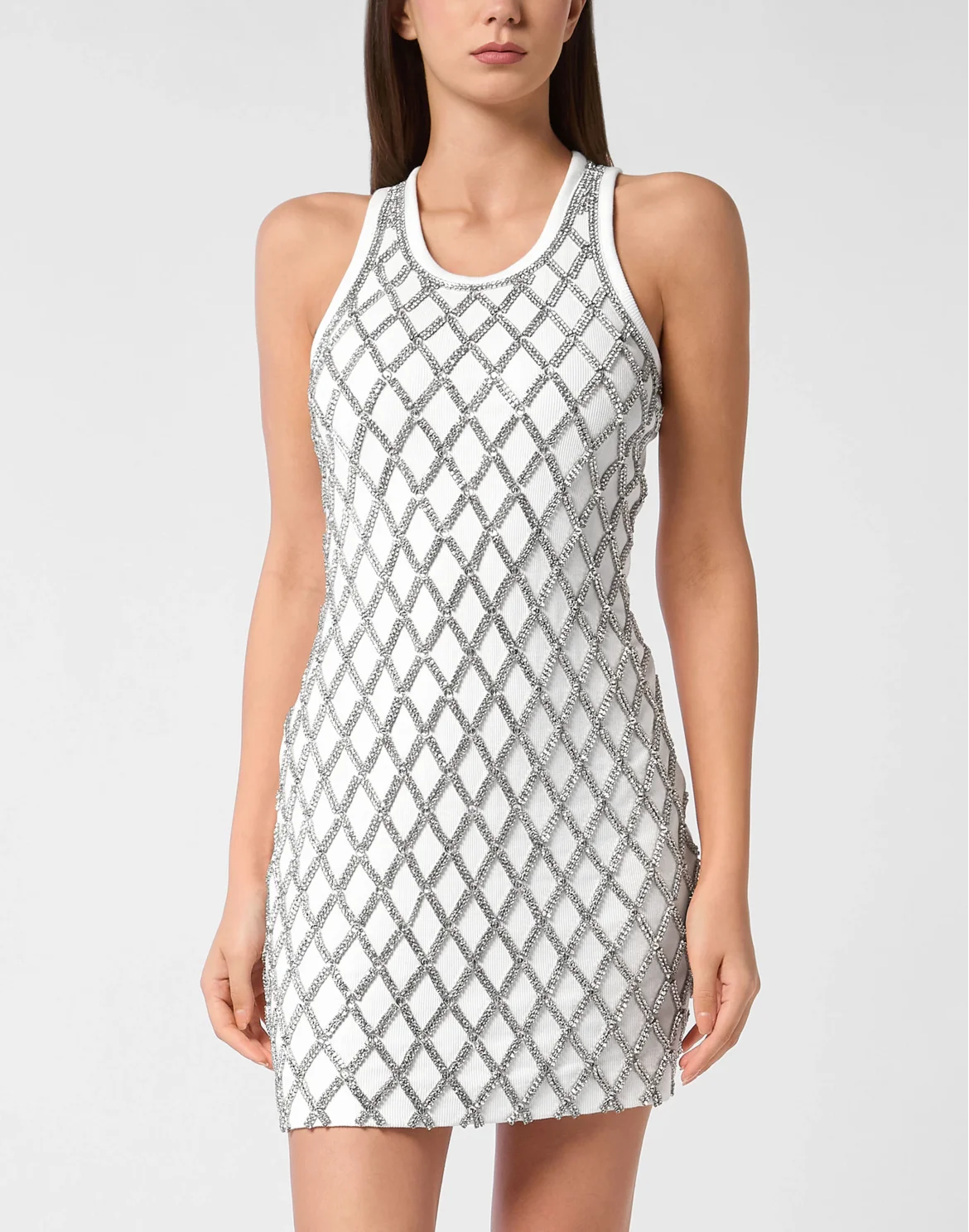 Short Tank Dress Crystal Net, цвет: Белый