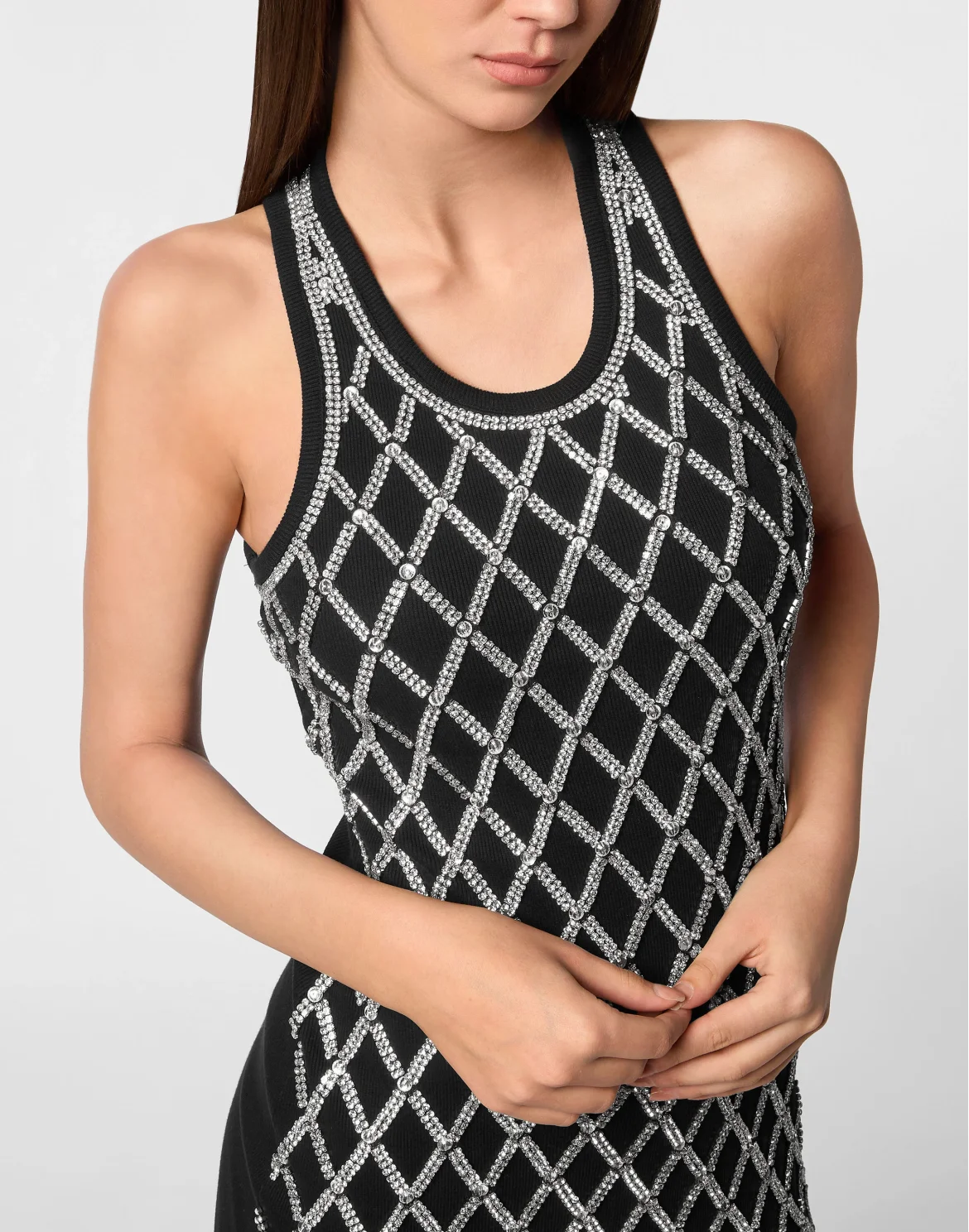 Short Tank Dress Crystal Net, цвет: Черный
