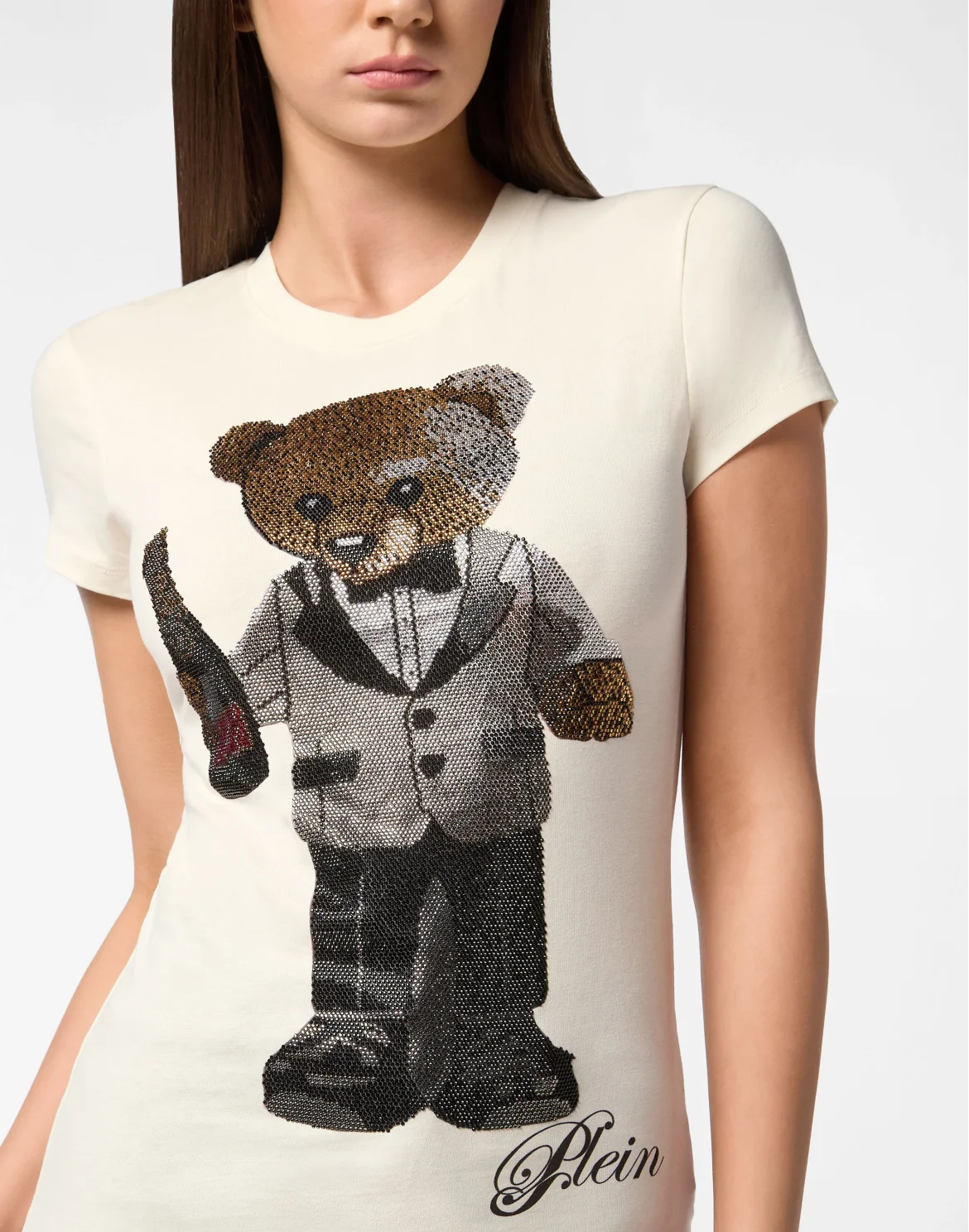 Cotton Sexy Pure Fit T-Shirt Teddy Waiter Crystal, цвет: Бежевый