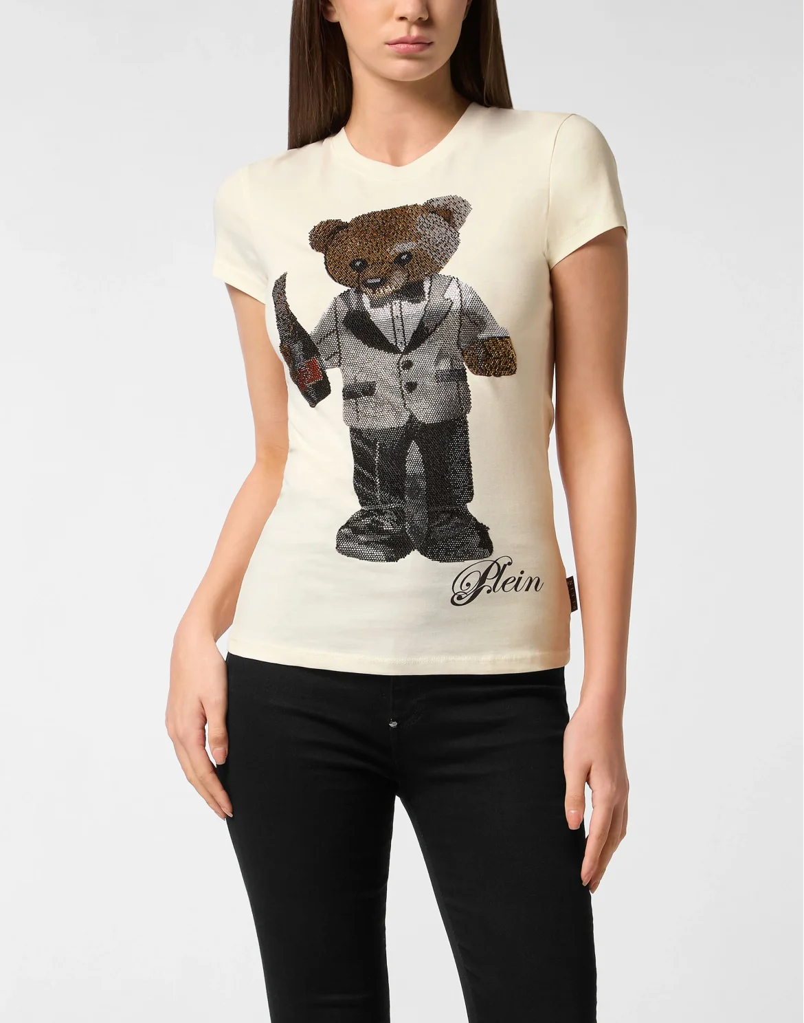 Cotton Sexy Pure Fit T-Shirt Teddy Waiter Crystal, цвет: Бежевый