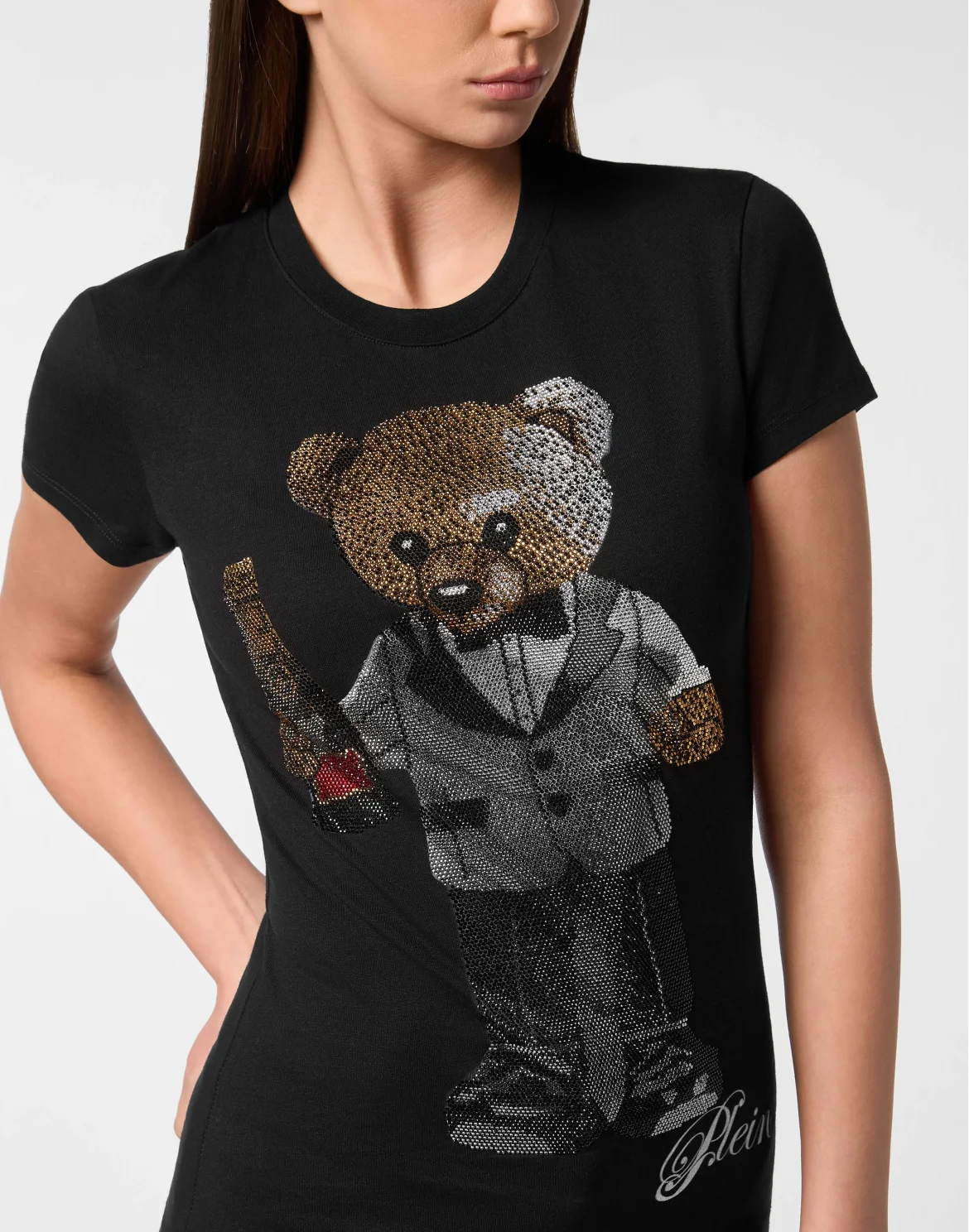 Cotton Sexy Pure Fit T-Shirt Teddy Waiter Crystal, цвет: Черный