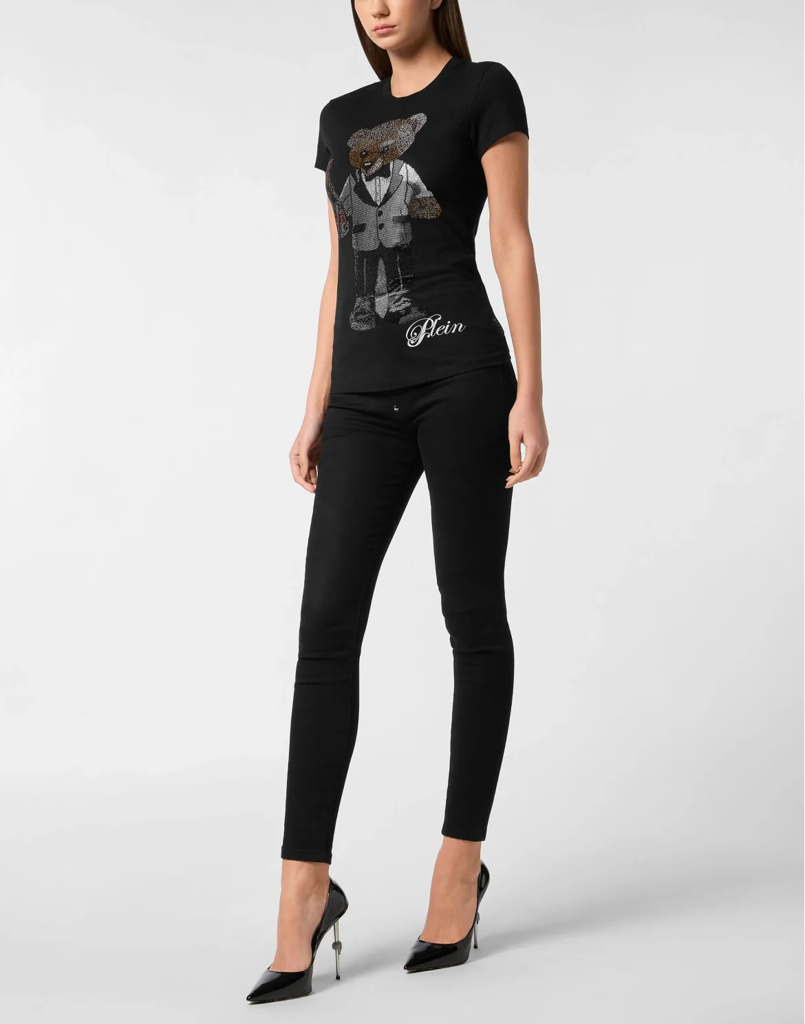 Cotton Sexy Pure Fit T-Shirt Teddy Waiter Crystal, цвет: Черный