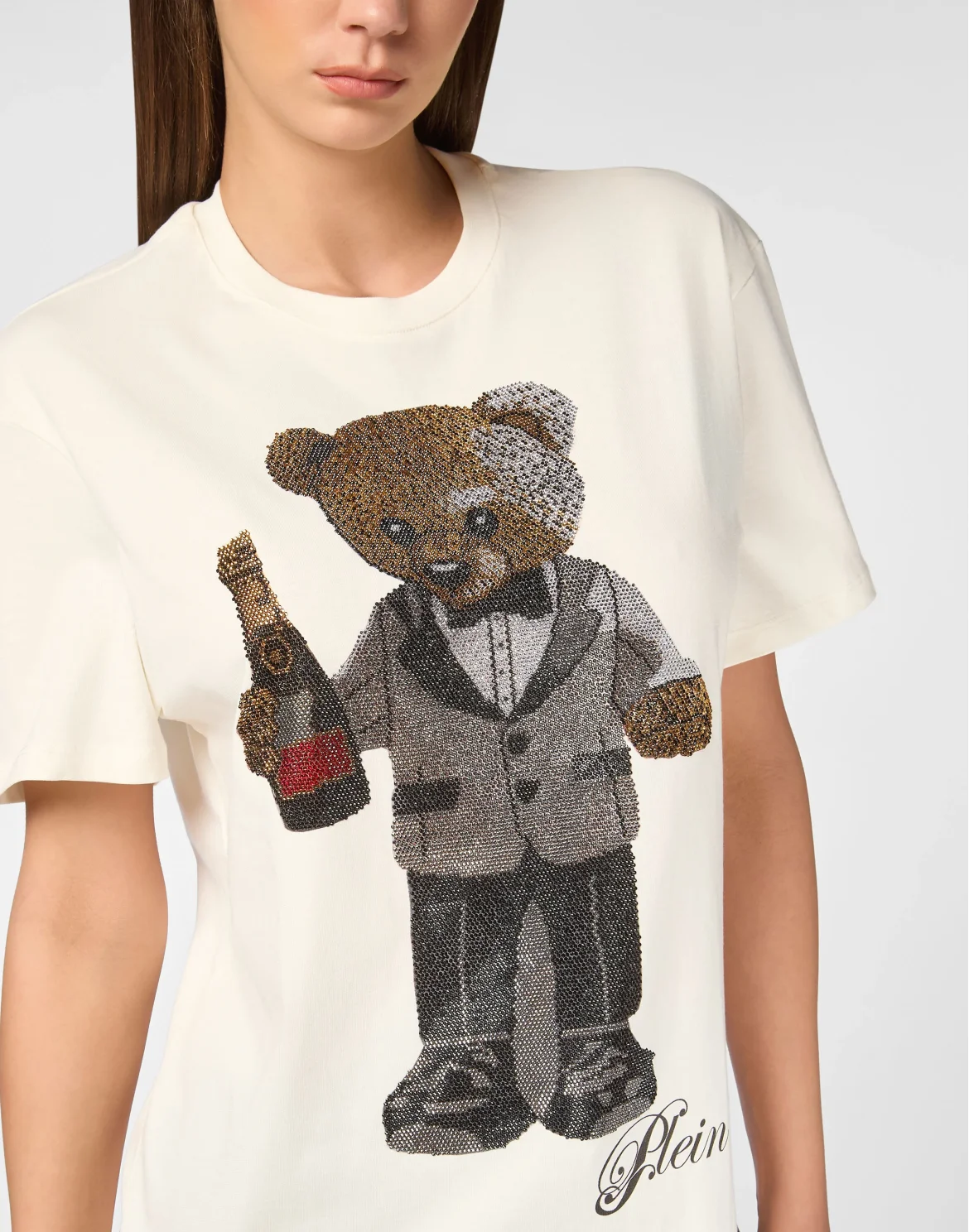 Cotton Man Fit T-Shirt Teddy Waiter Strass, цвет: Бежевый