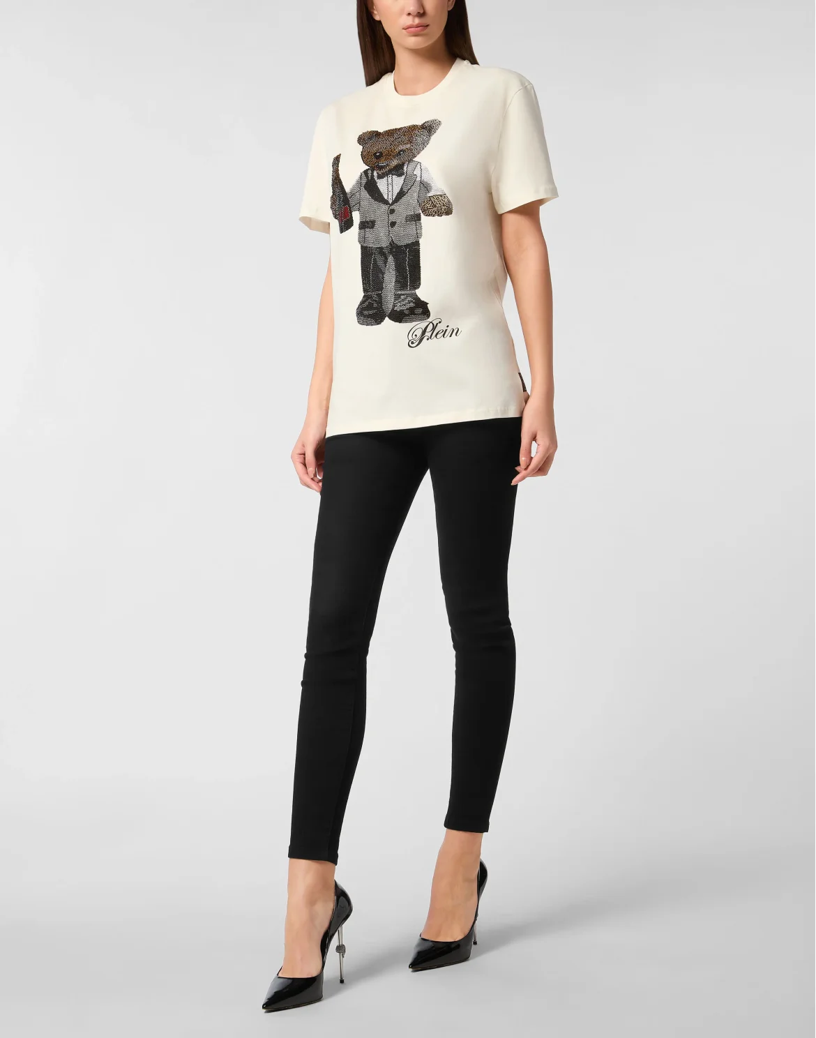 Cotton Man Fit T-Shirt Teddy Waiter Strass, цвет: Бежевый