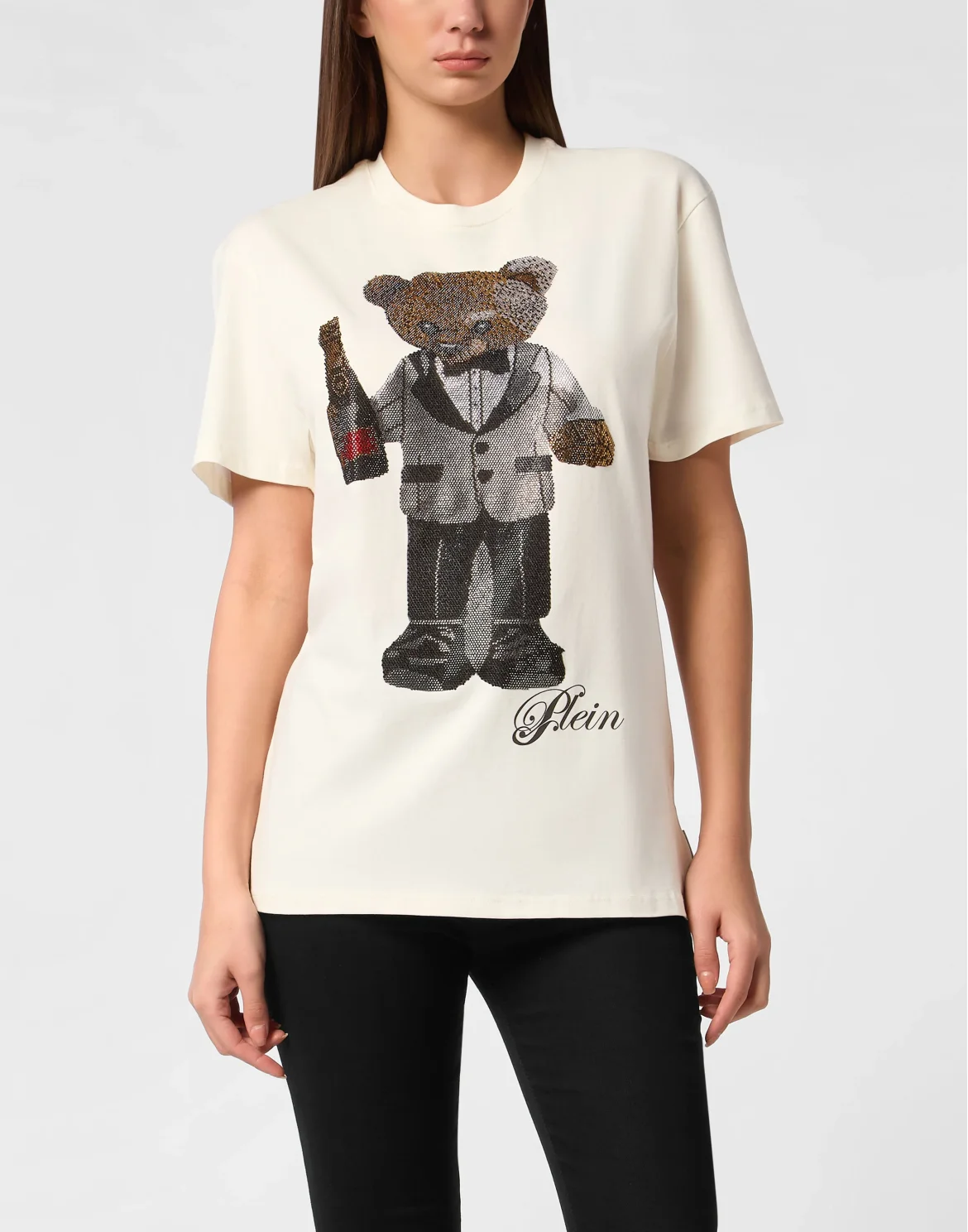 Cotton Man Fit T-Shirt Teddy Waiter Strass, цвет: Бежевый