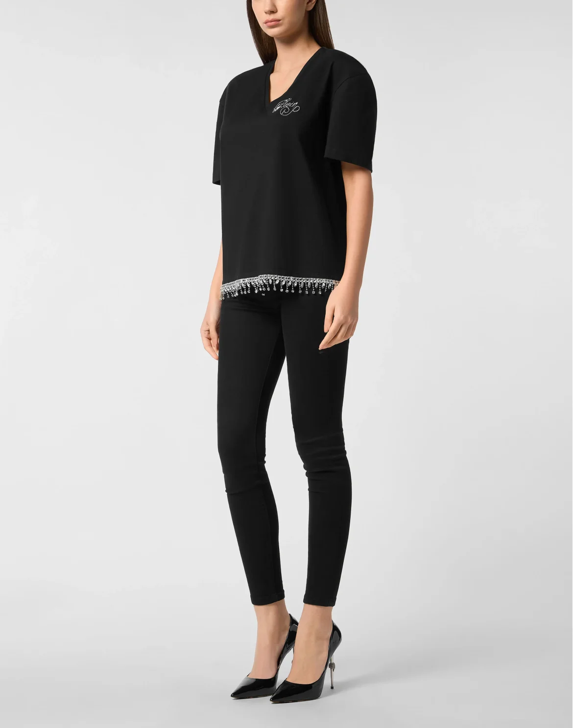 V-Neck T-Shirt Signature, цвет: Черный