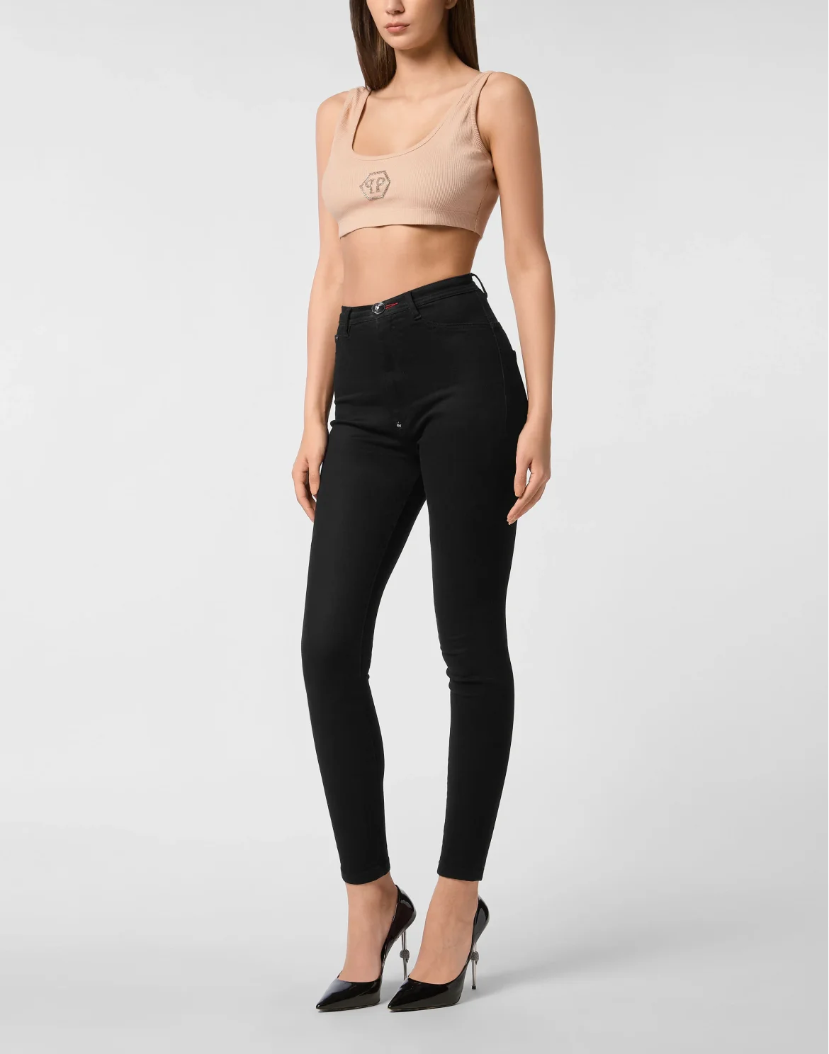 Rib Cropped Tank Top Stones Wash Hexagon, цвет: Розовый